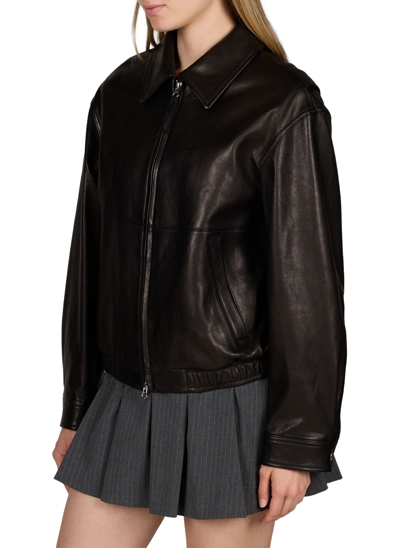 Veste col classique en cuir DUNST Black