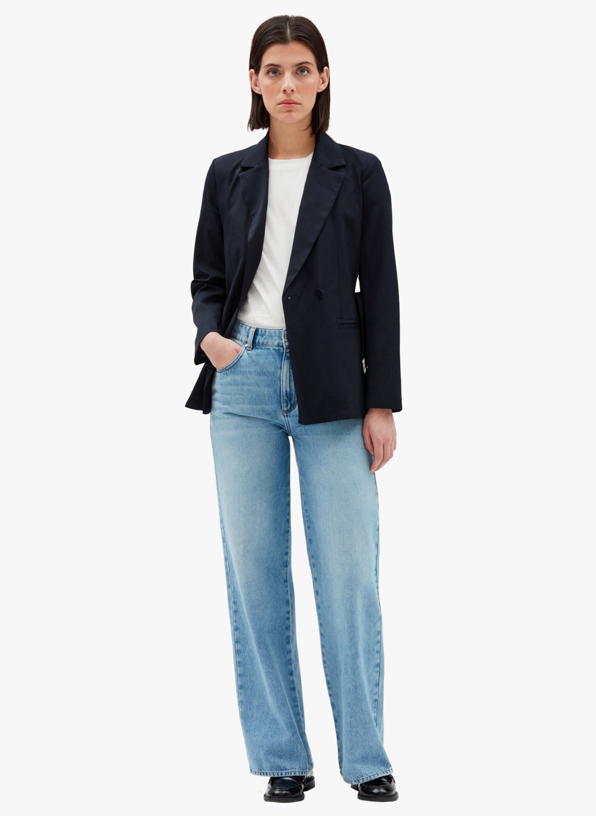 Veste col tailleur cintrée ceinturée CLAUDIE PIERLOT Bleu