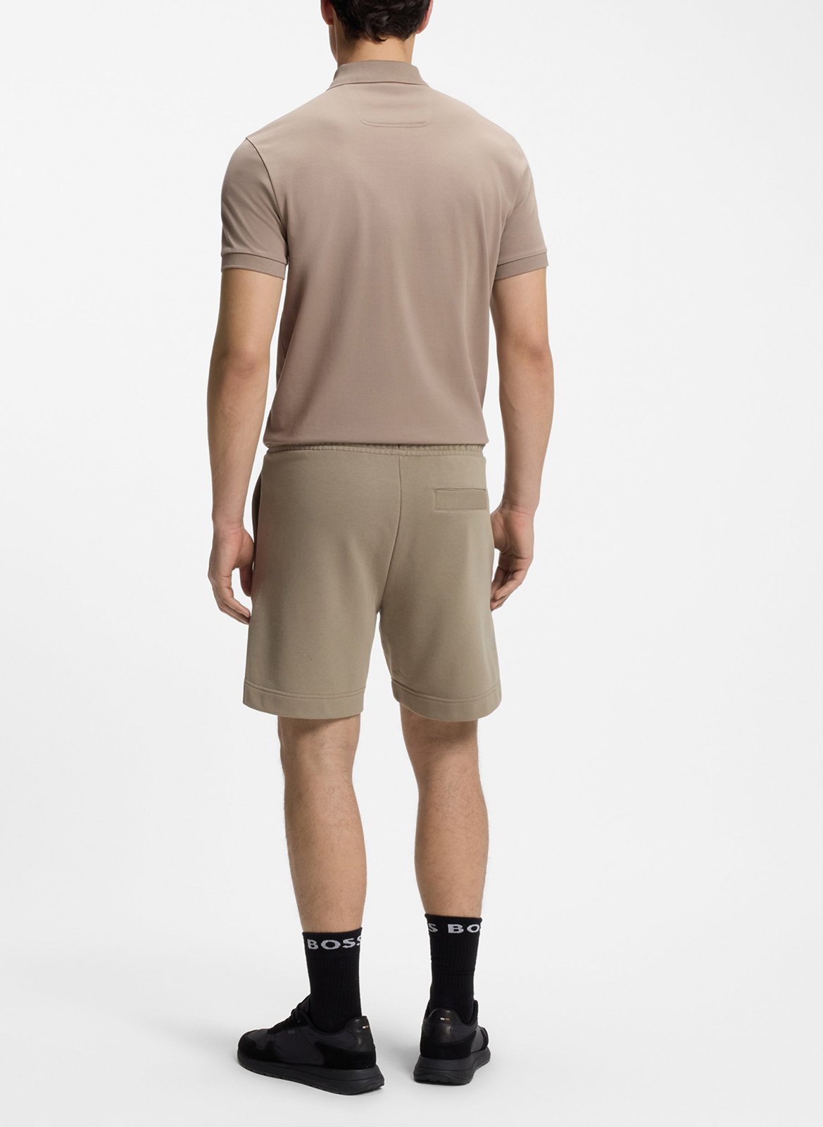 Short droit en coton mélangé BOSS Kaki