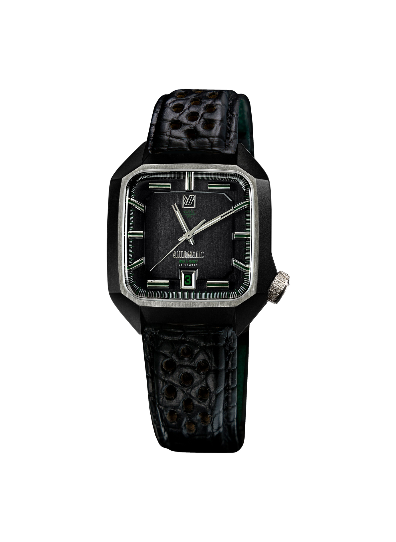 Automatische Uhr AM2 aus Alligatorleder MARCH LA.B Schwarz