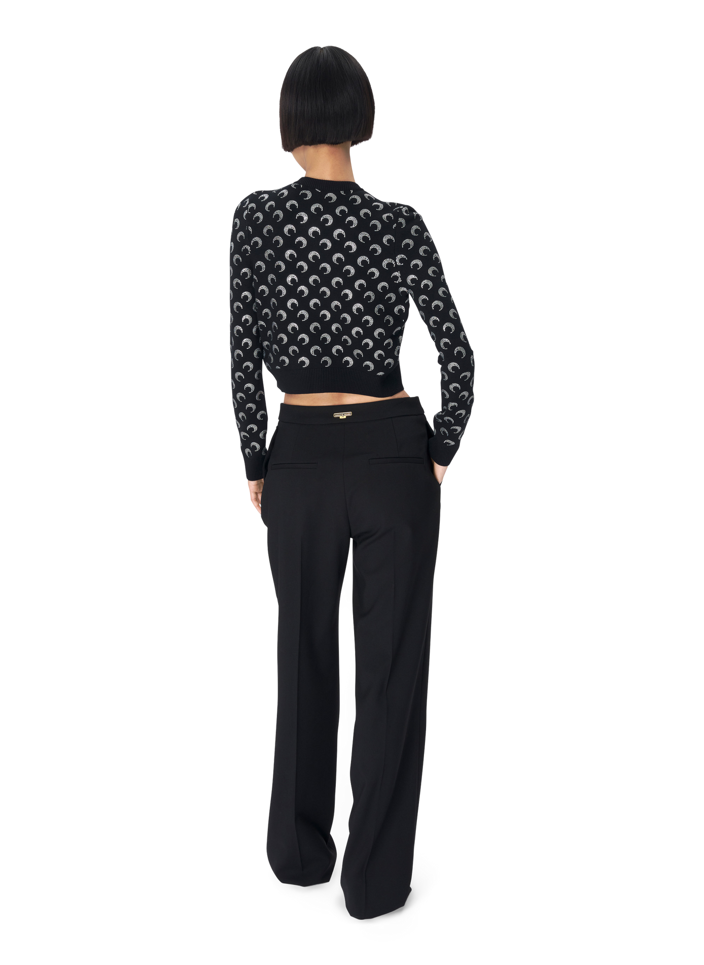 Moon rhinestoned knit fitted cardigan MARINE SERRE Black