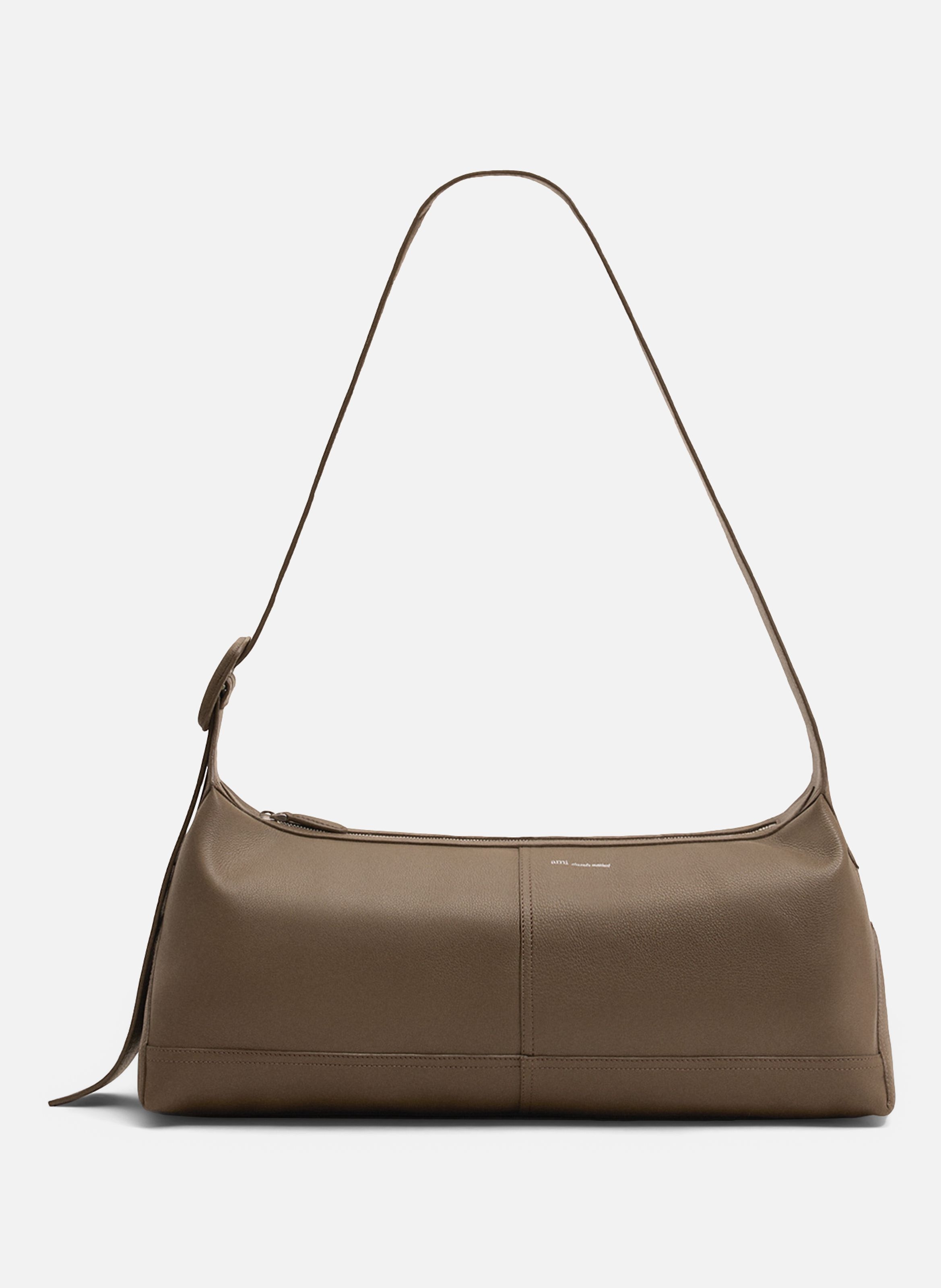 Petit sac crossbody etienne unisexe en cuir de taurillon AMI PARIS Marron