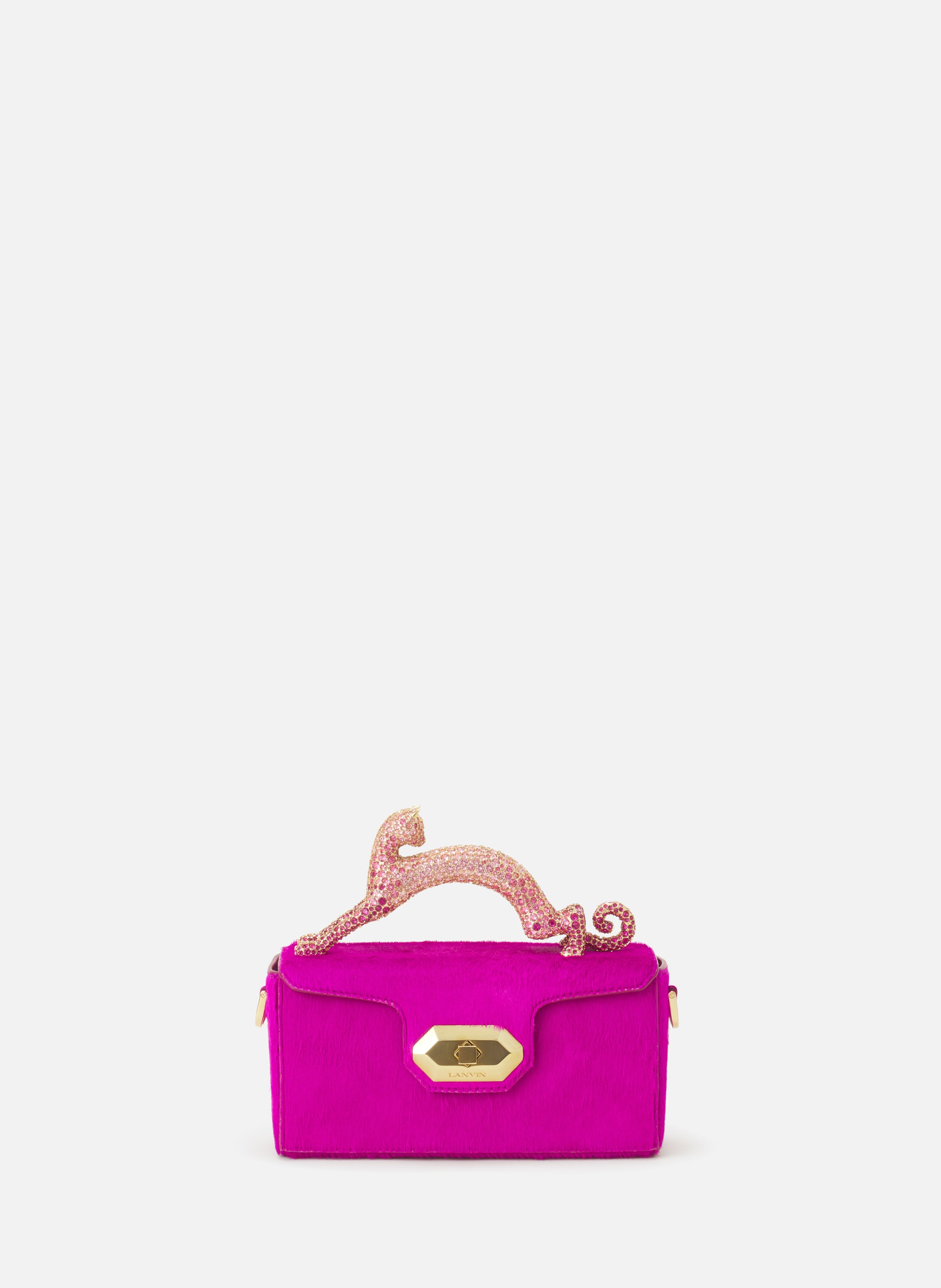 Sac pencil cat nano en pony et strass LANVIN Rose