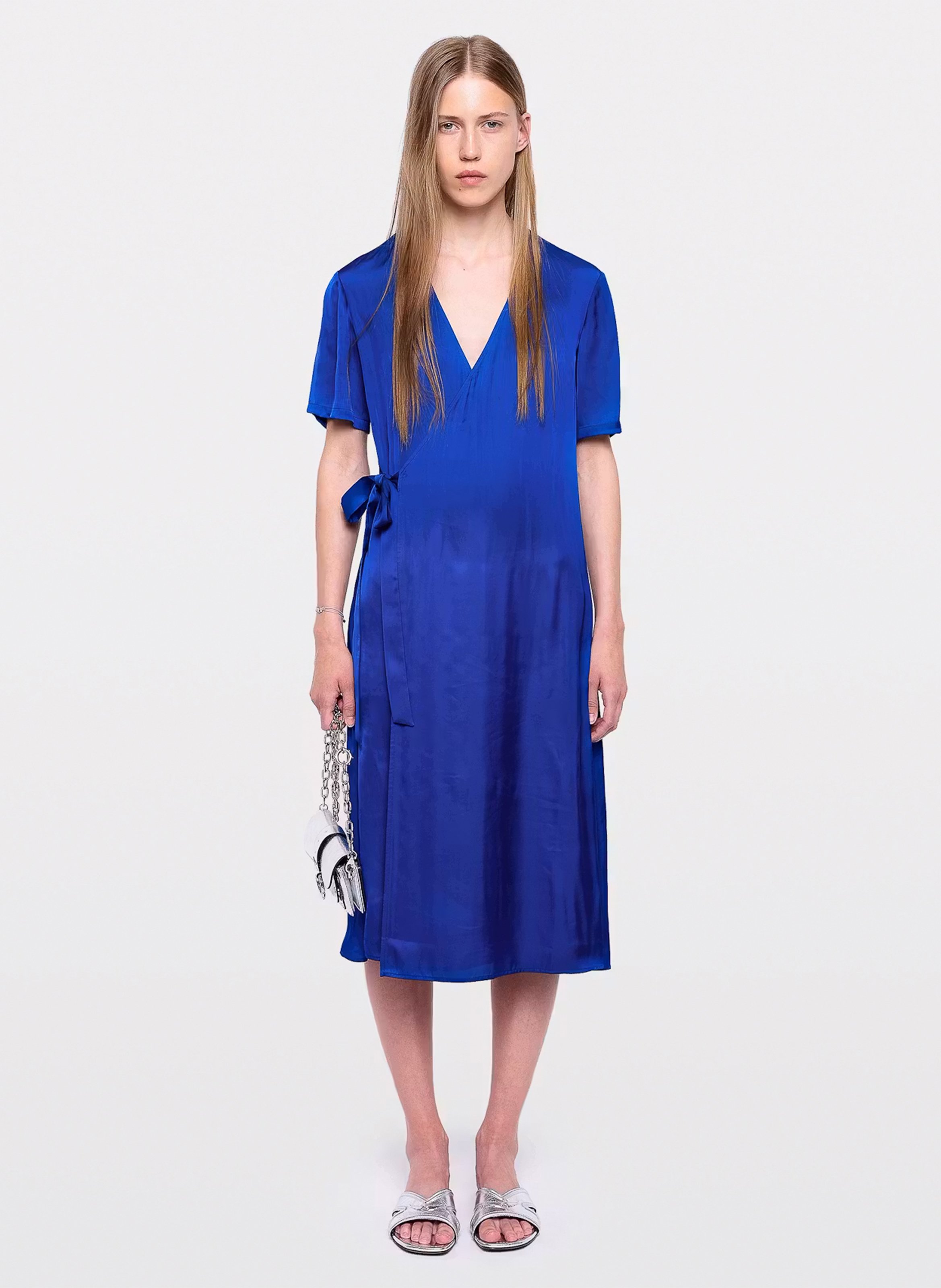 Robe midi portefeuille satinée reforme ZADIG&VOLTAIRE Bleu