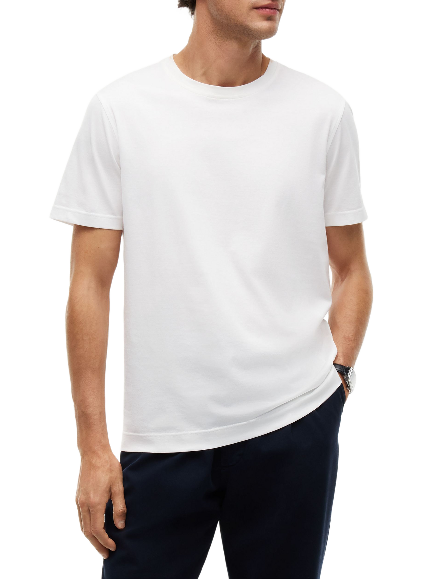 Plain round neck cotton T-shirt TOMMY HILFIGER White
