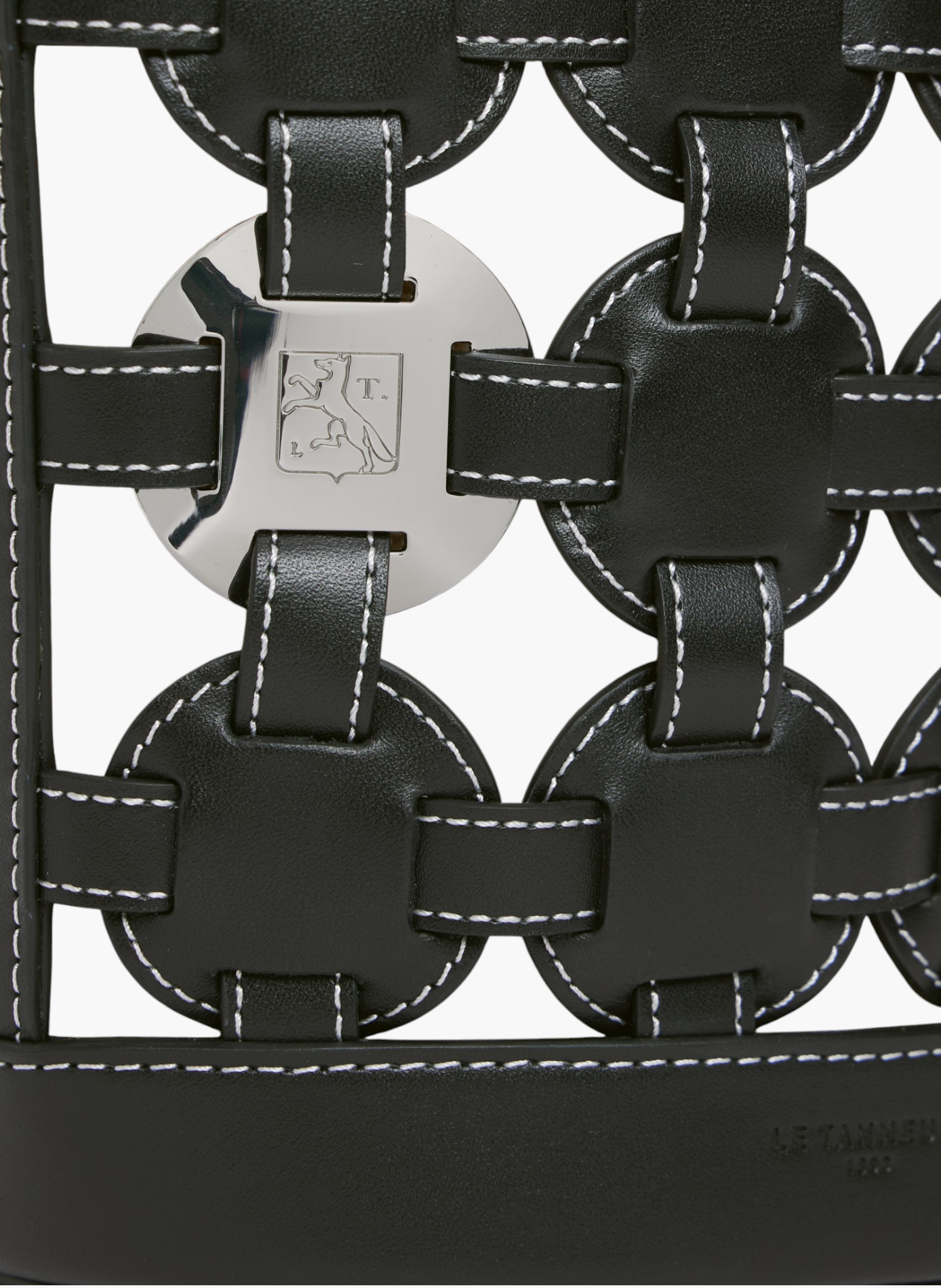 Petit sac seau le potier en toile coton et cuir lisse LE TANNEUR Noir