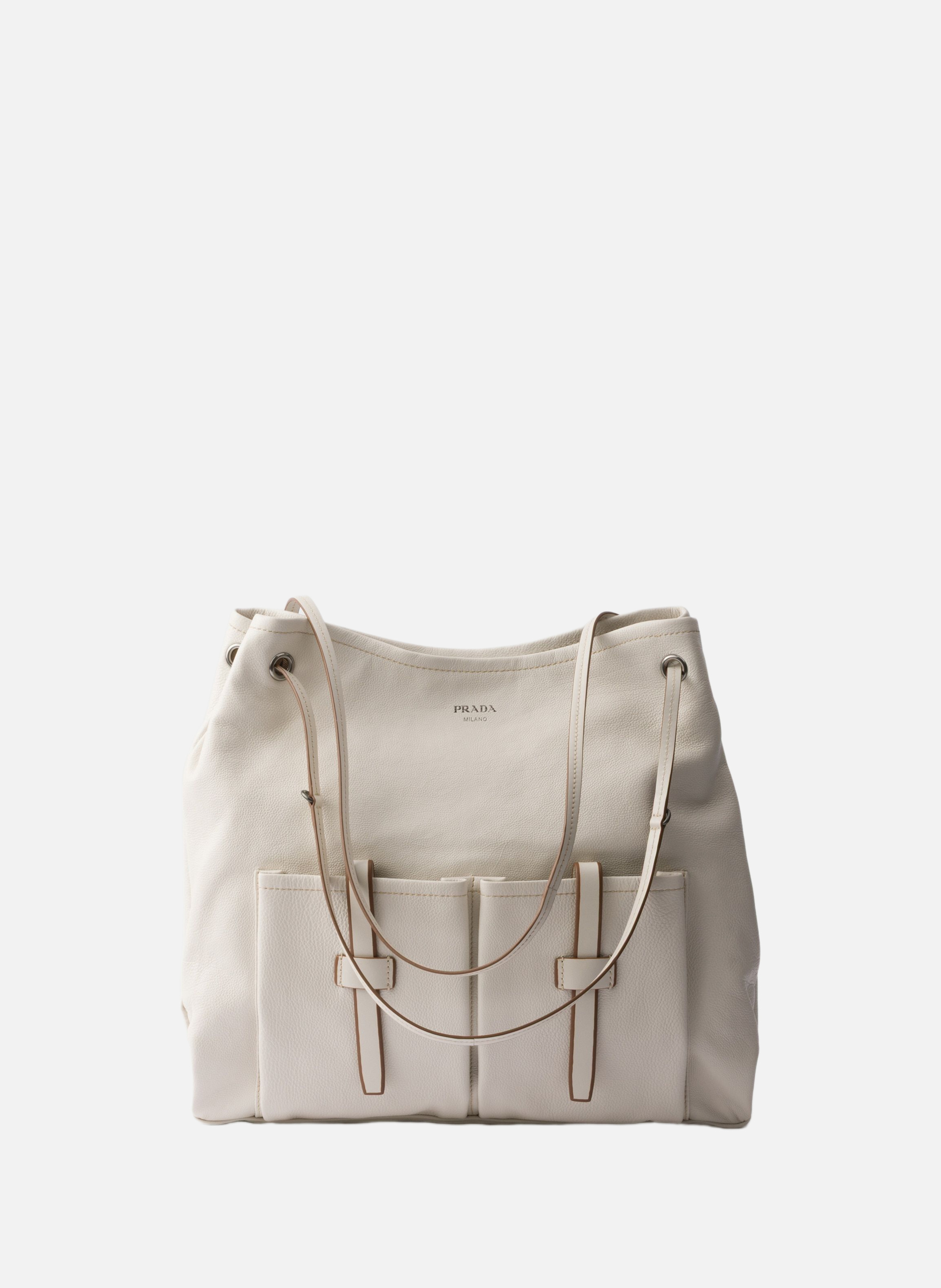 Grand sac prada route en cuir PRADA Beige