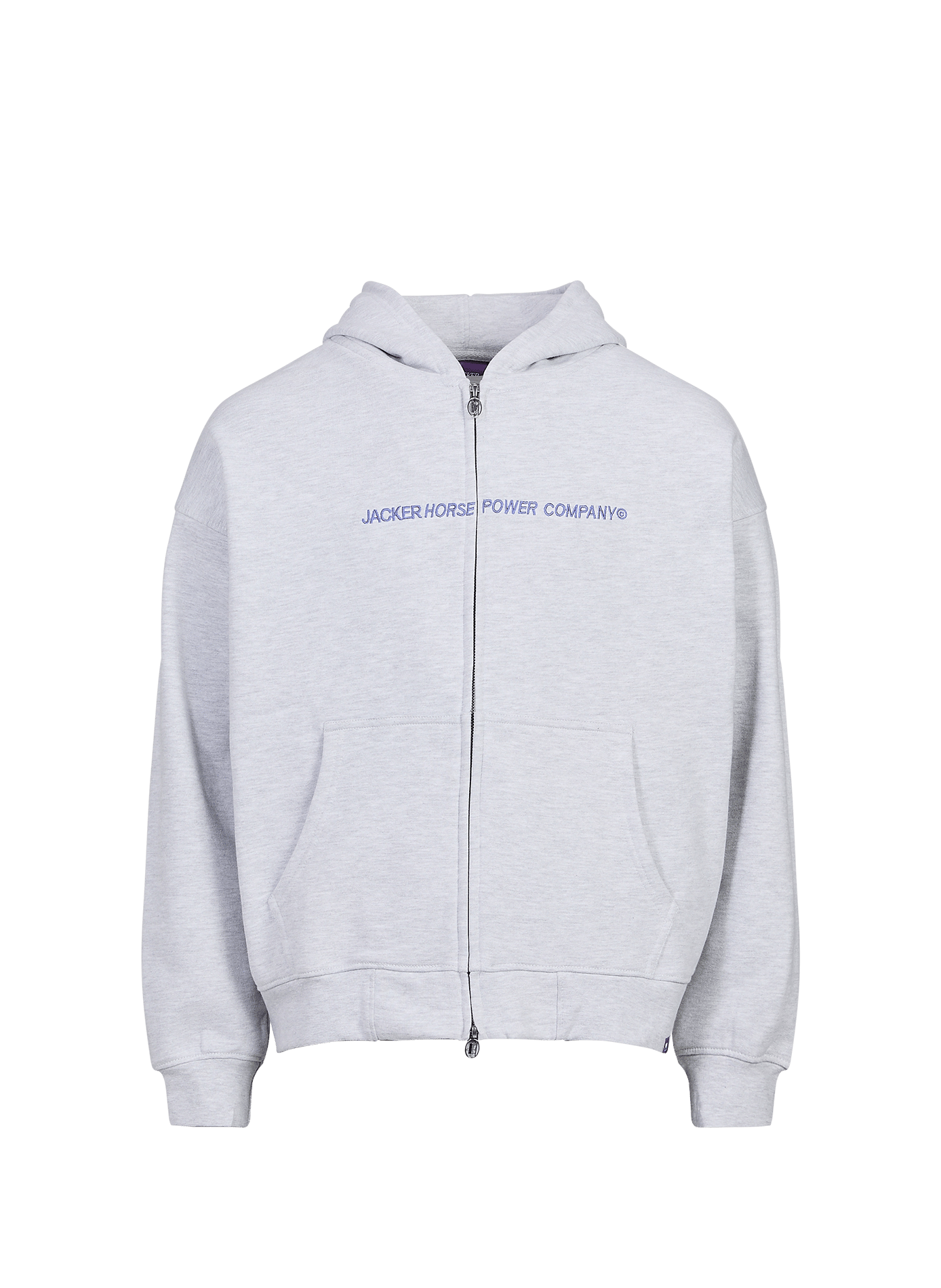 Oversized cotton embroidered zip-up sweatshirt JACKER. Grey