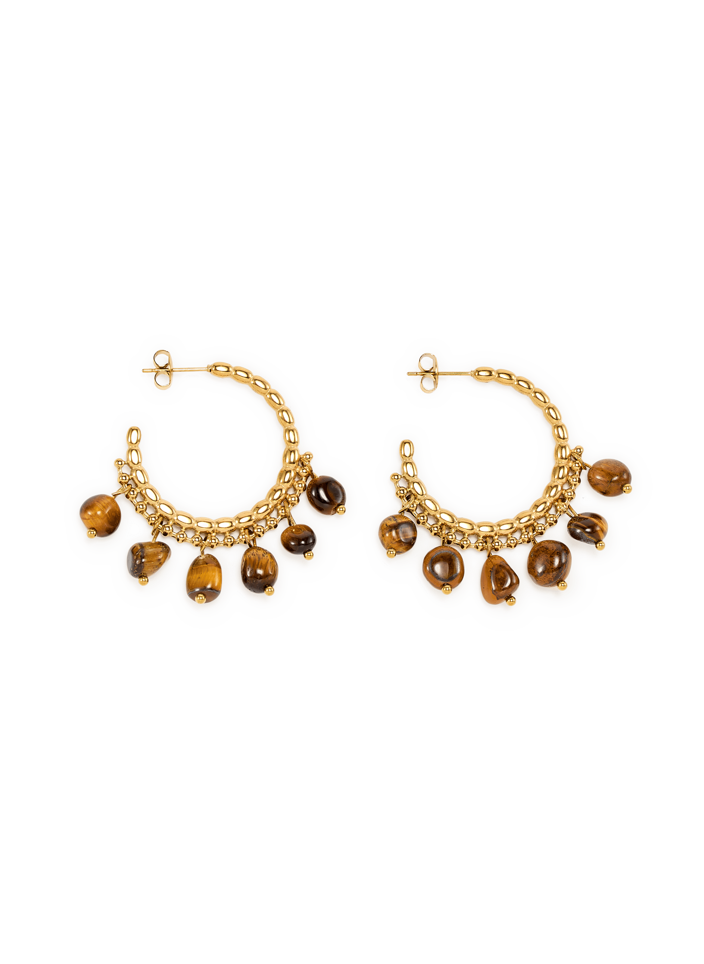 Boucles d'oreilles avec pierres de gemmes AU PRINTEMPS PARIS Marron