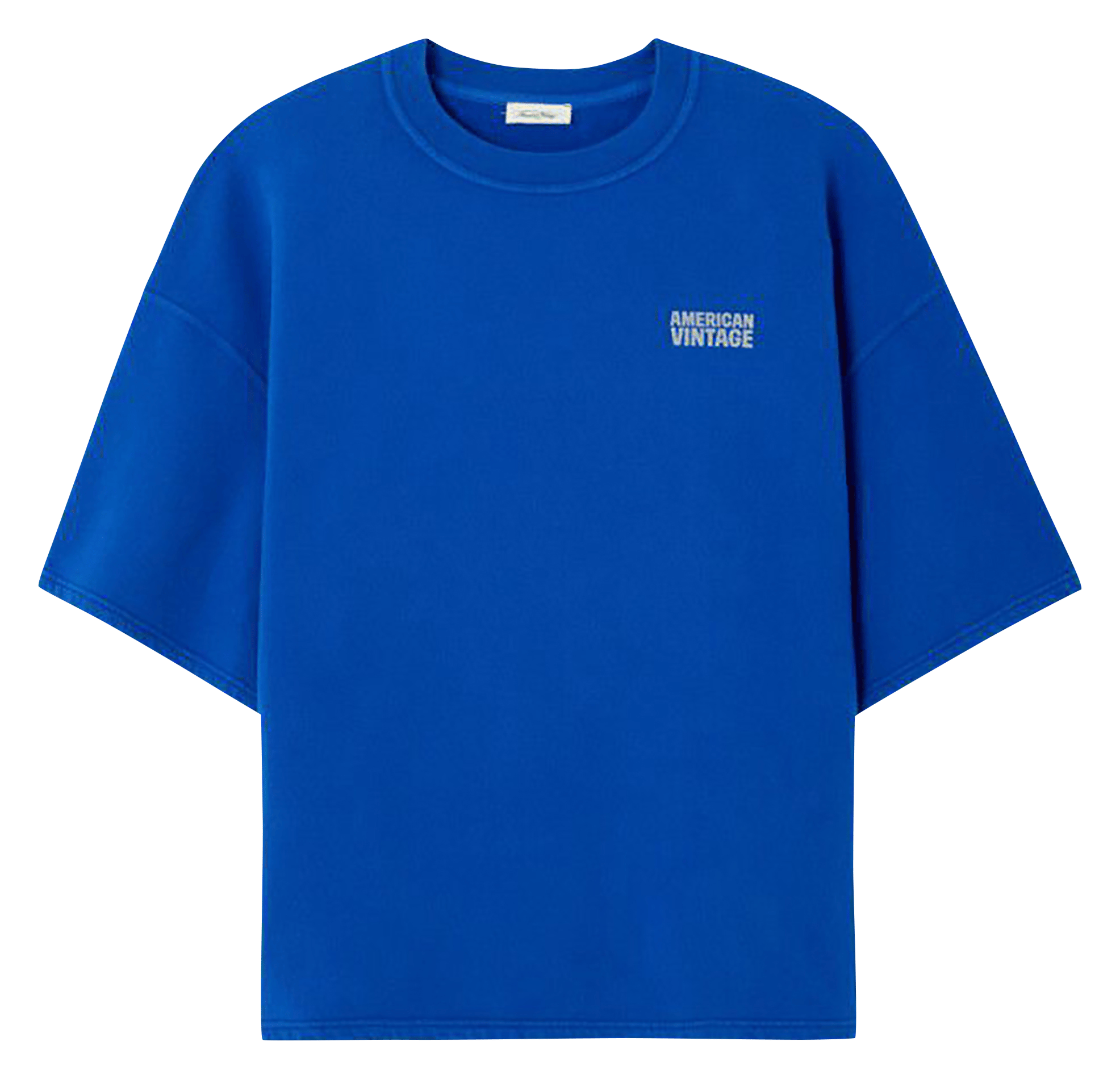 Pull manches courtes en coton plizzy AMERICAN VINTAGE Bleu