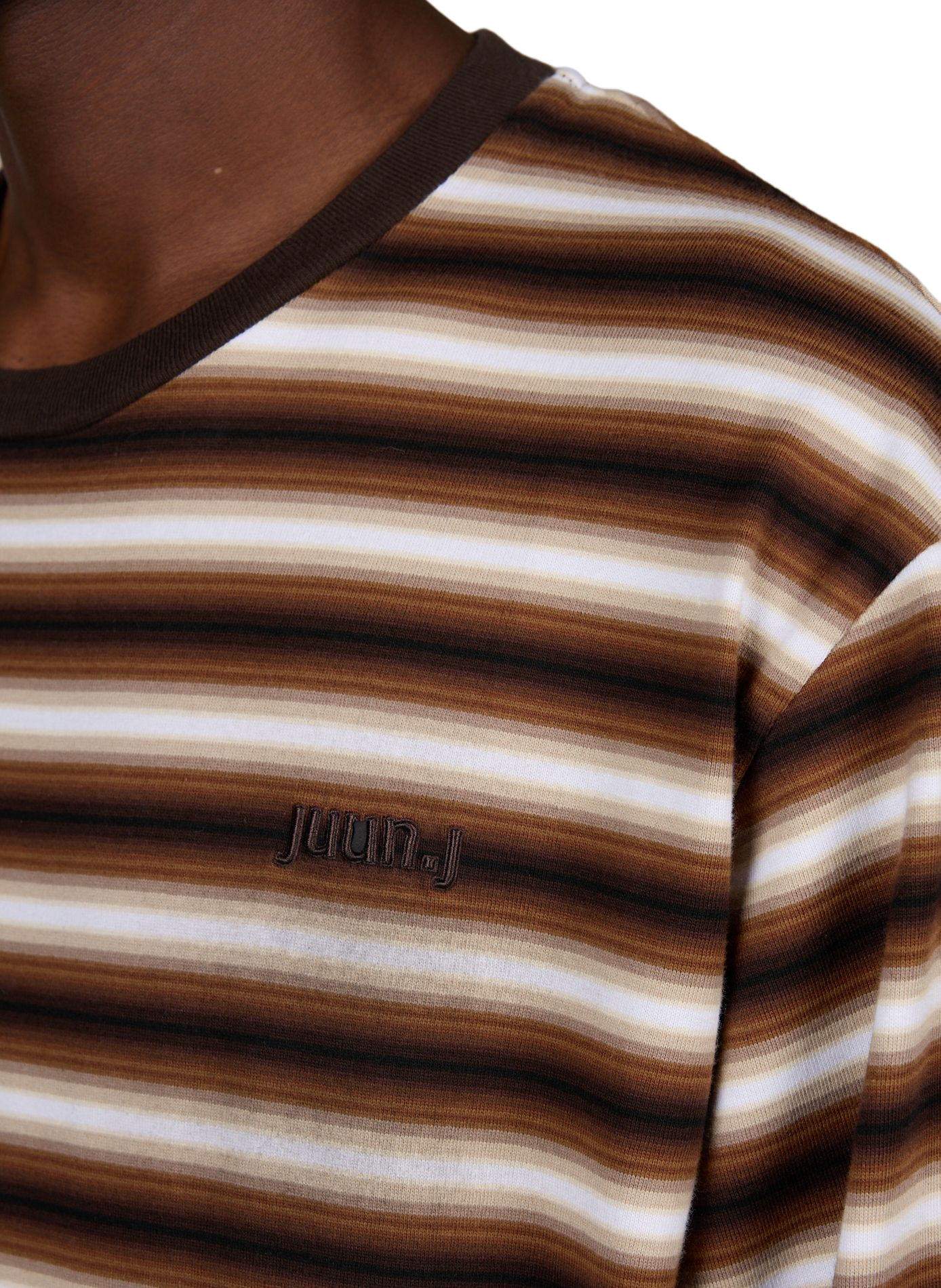 Straight striped cotton T-shirt JUUN.J Brown