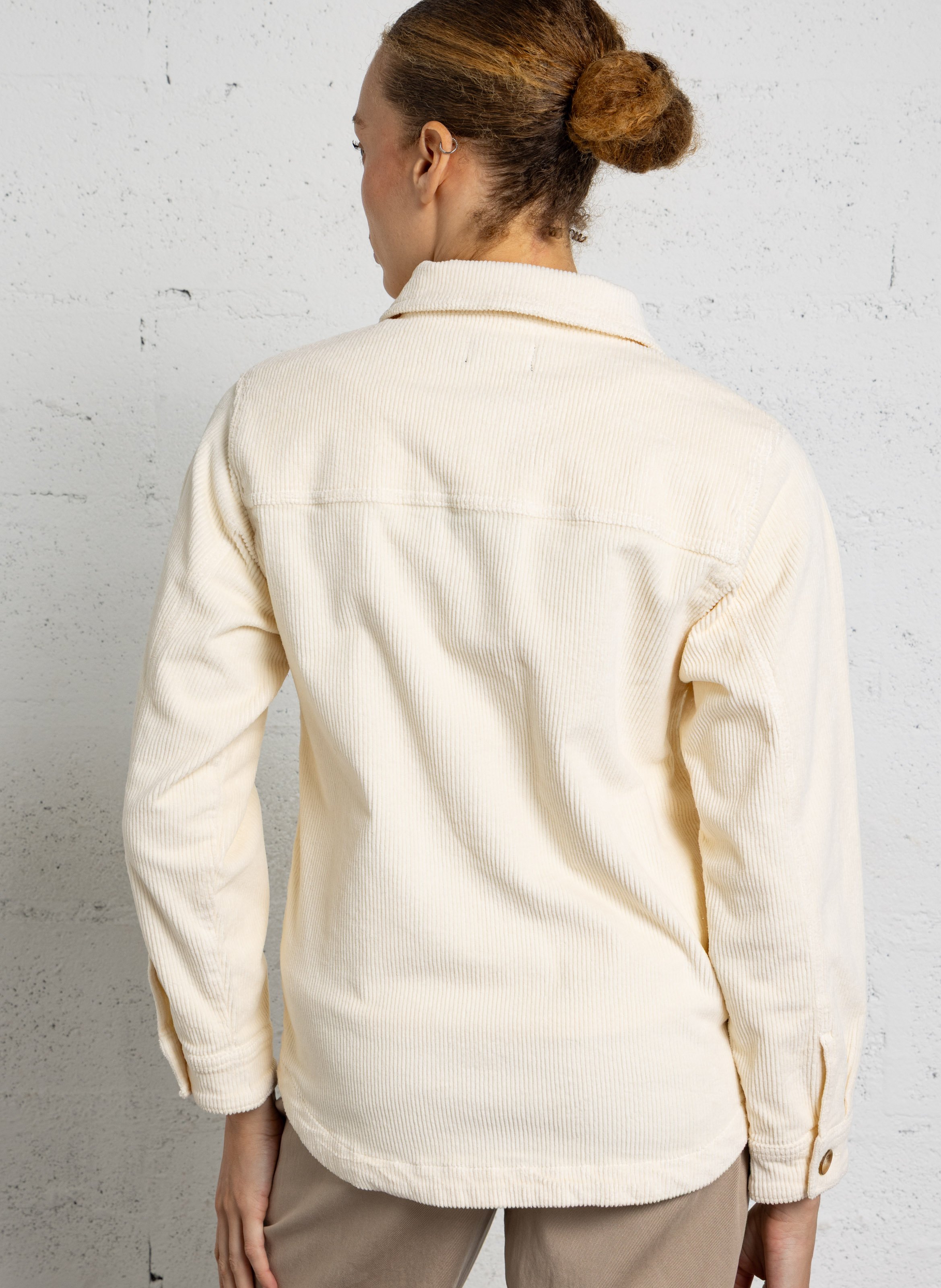 Rechte geribbelde katoenmix jas ARMOR-LUX Beige