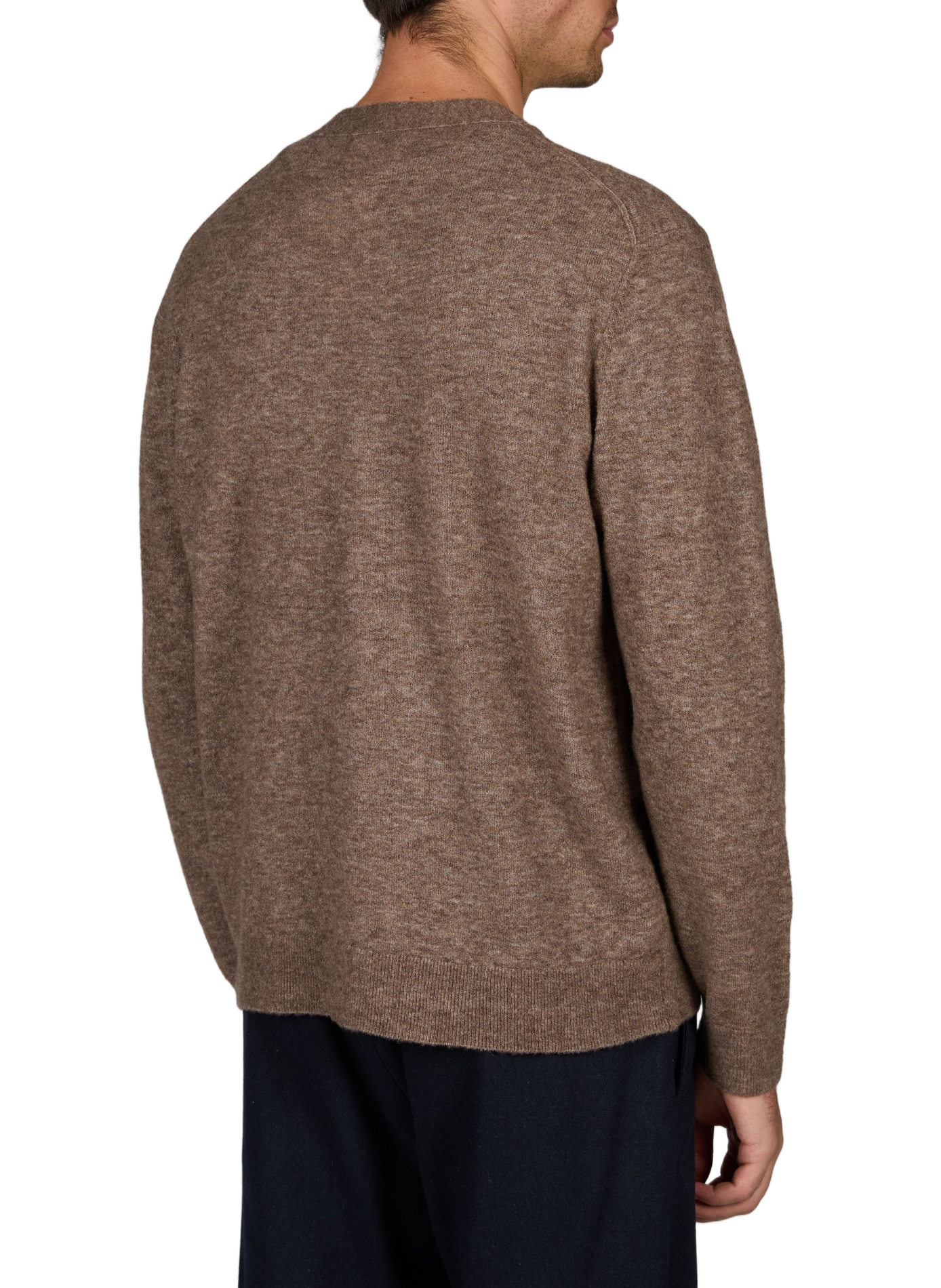 Ruim gebreid vest met V-hals in effen gemengde wol NN.07 Beige