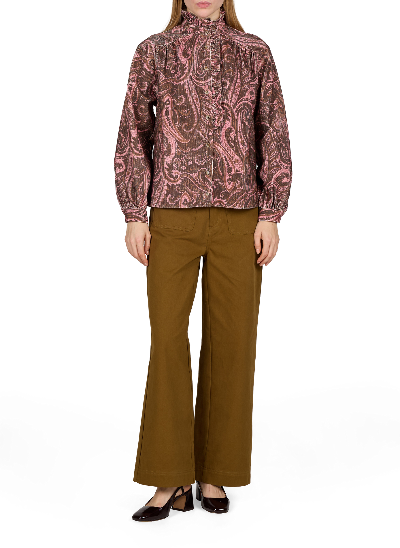 Straight ribbed cotton shirt GARANCE Brown