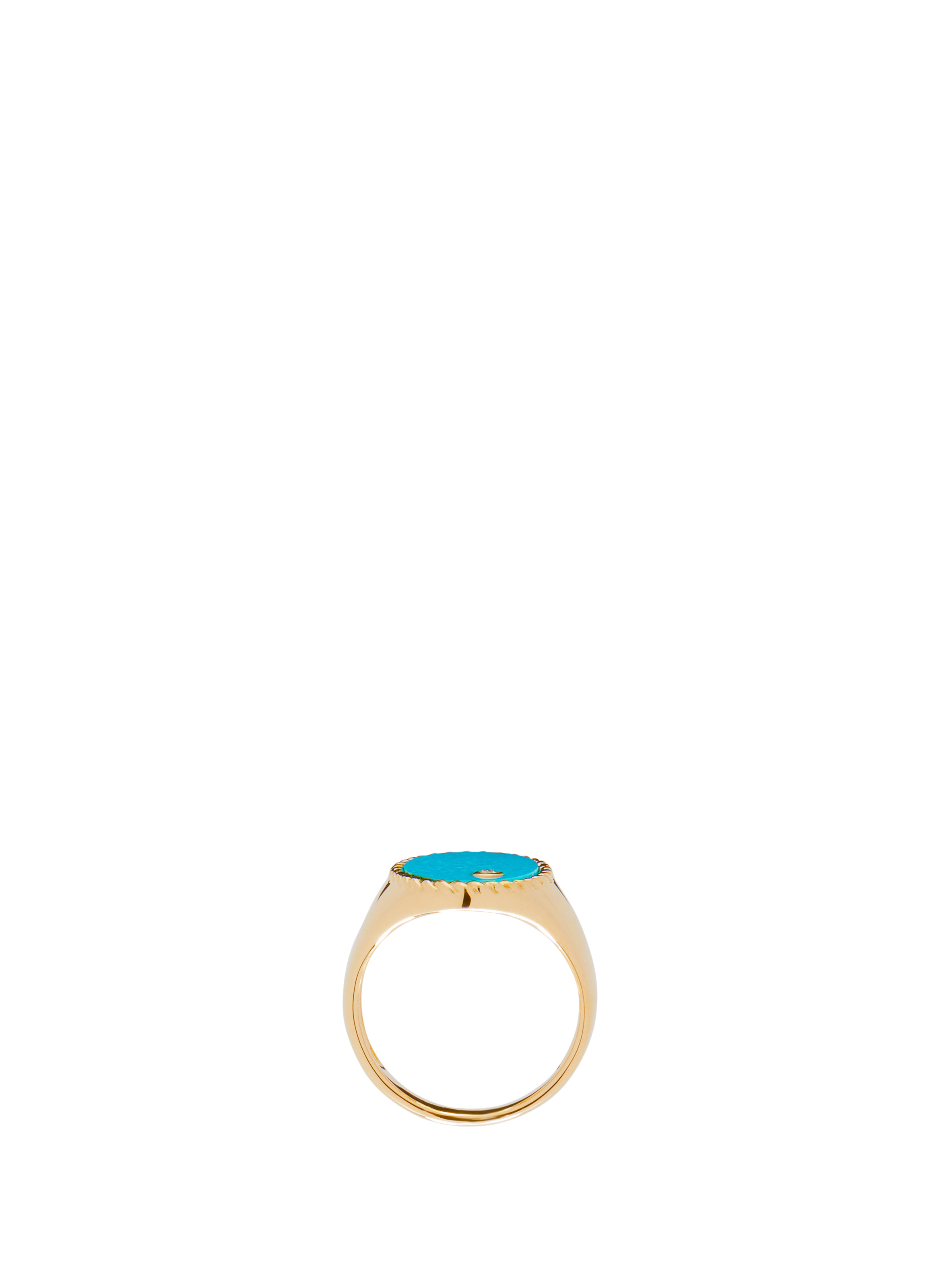 Yellow gold turquoise oval Signet Ring  YVONNE LÉON Blue