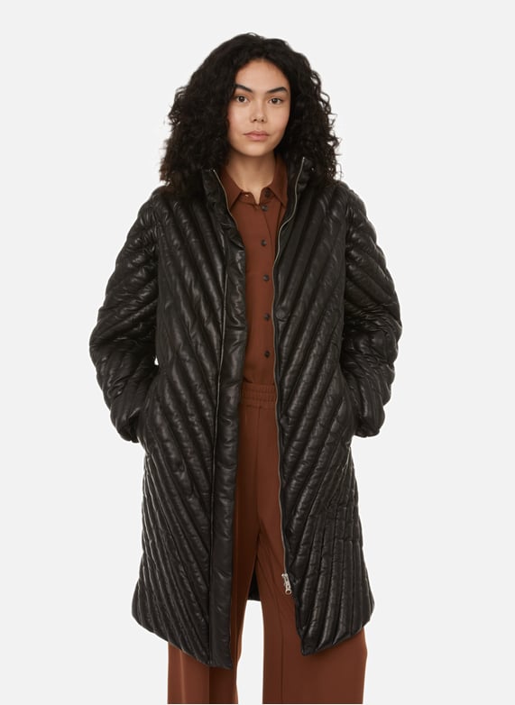 Doudoune en cuir matelasse Noir