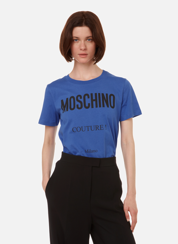 MOSCHINO T-shirt à logo en coton Bleu
