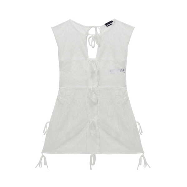 Jacquemus La Dressing Gown Linon Dress In White