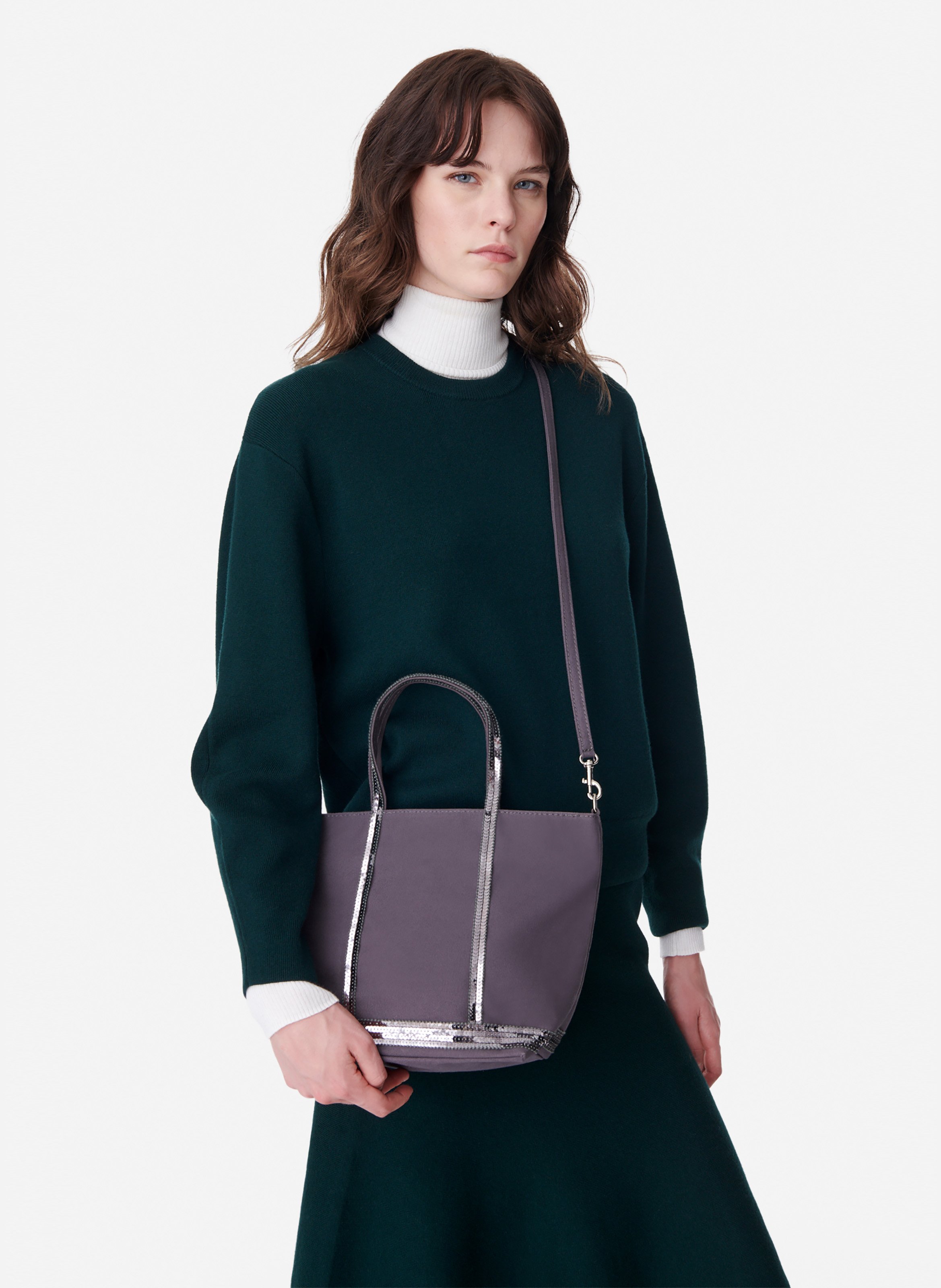 Cabas s zippé en toile VANESSA BRUNO Gris