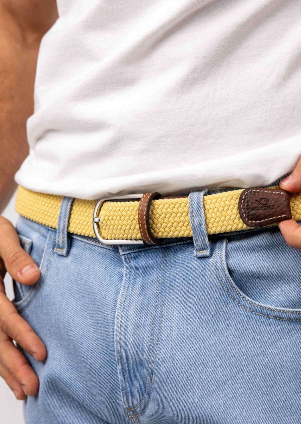 Ceinture tressée élastique unie BILLYBELT Jaune