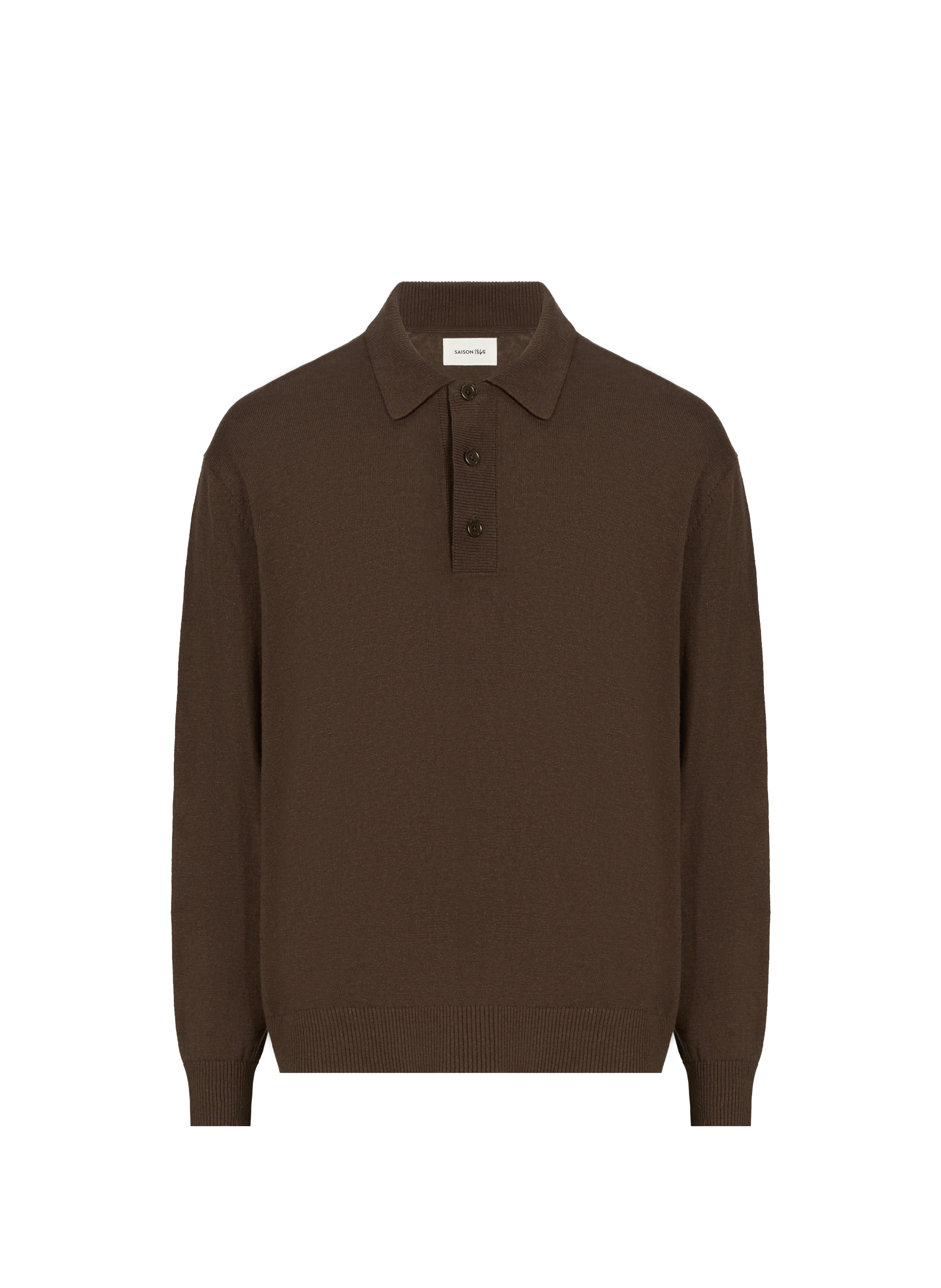 Pull col polo en coton et lin  SAISON 1865 Marron