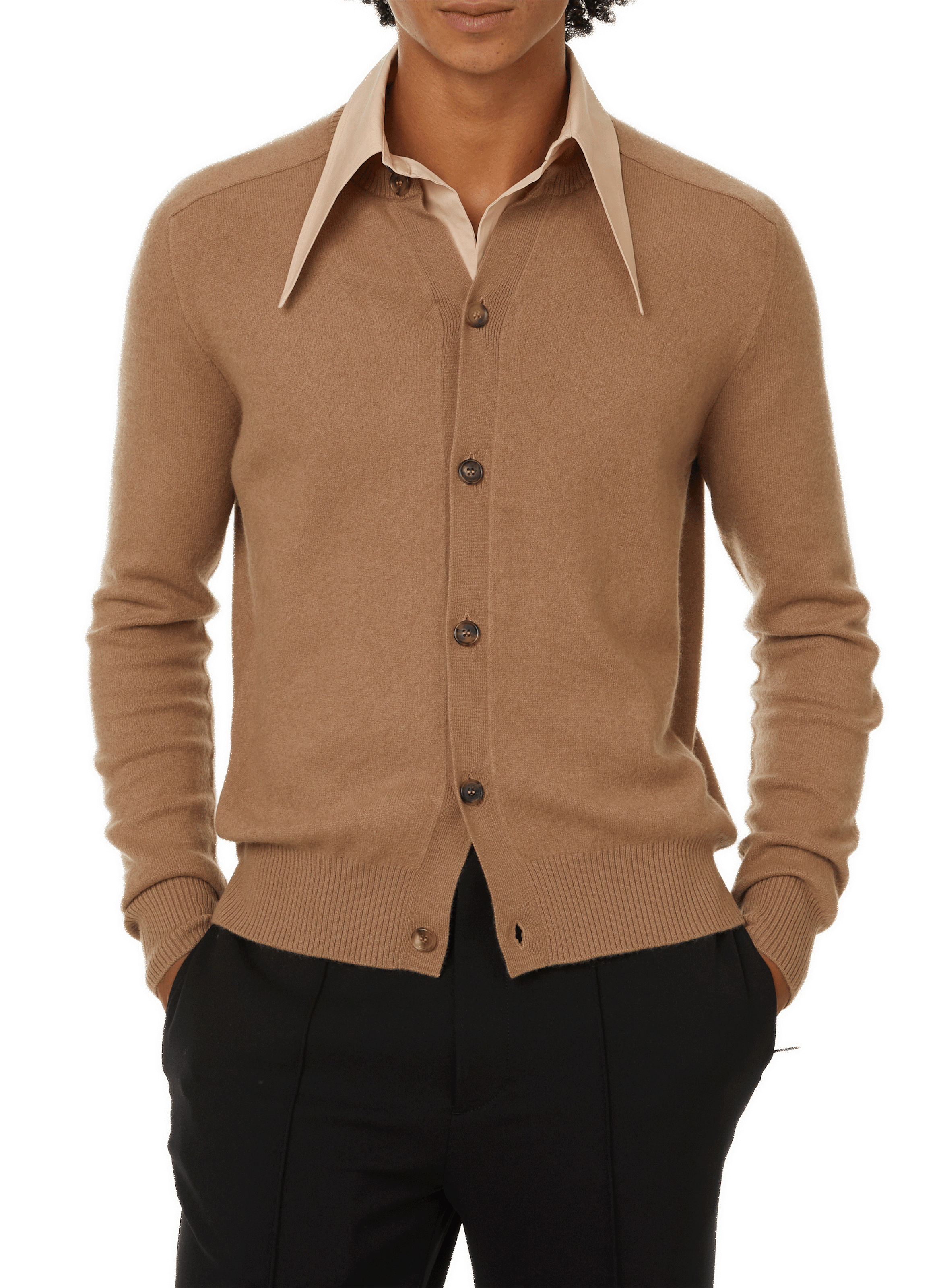 Cardigan with shirt collar PRADA Beige