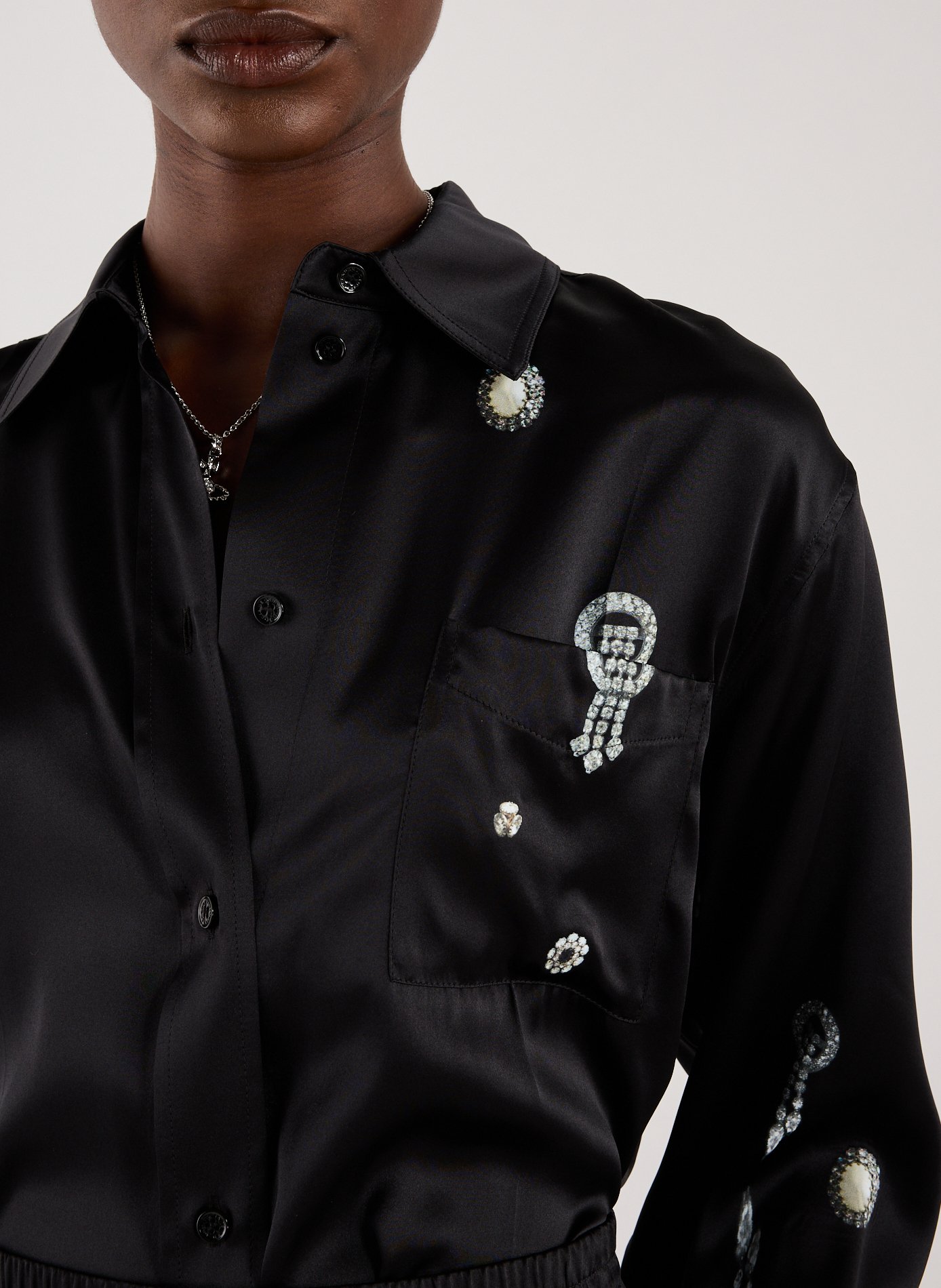 Floral print silk shirt VICTORIA BECKHAM Black