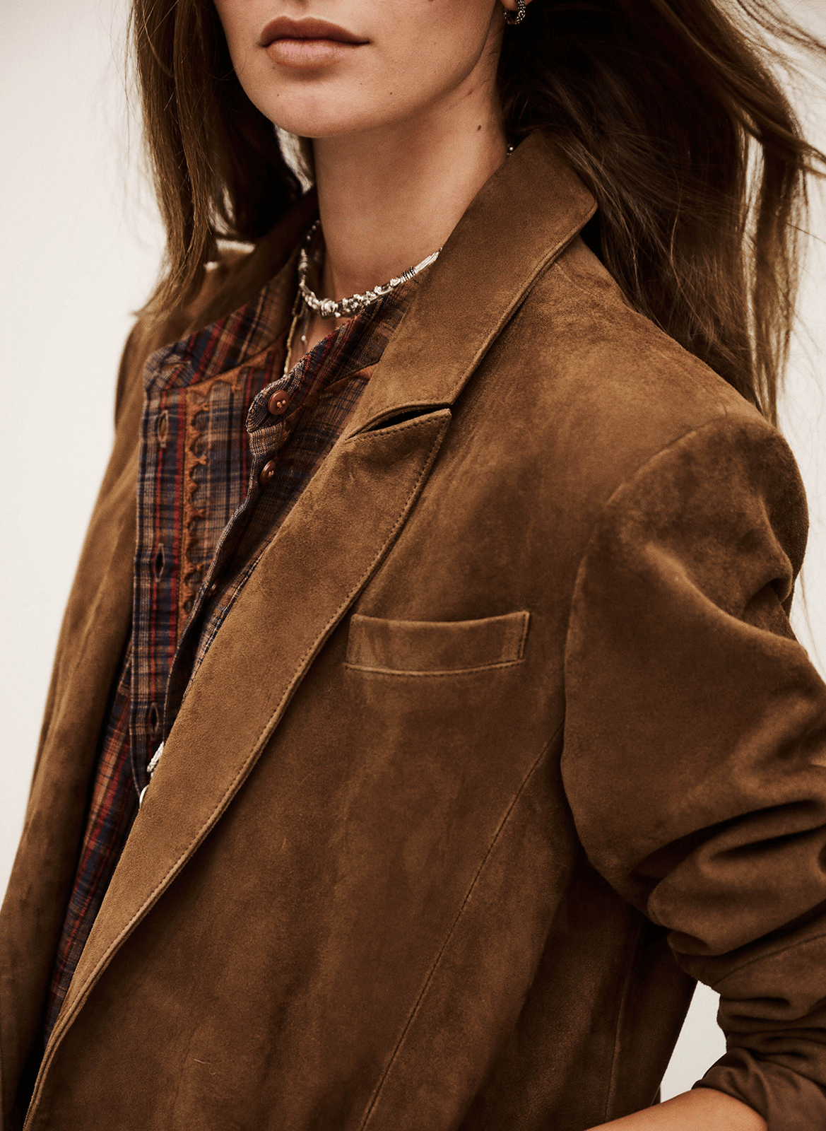 Veste de tailleur en cuir mosty BA&SH Marron