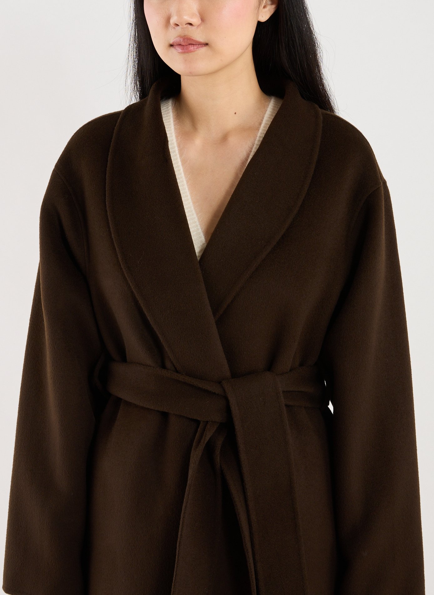 Manteau Mara doublé en laine et cachemire ALMADA Marron