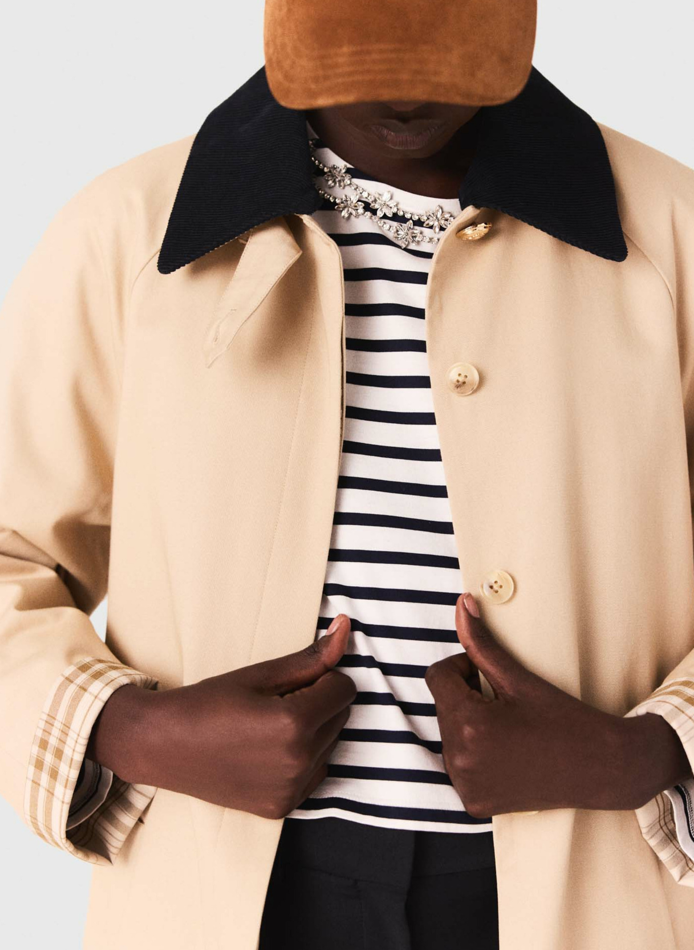 Trench col classique en coton MAJE Beige