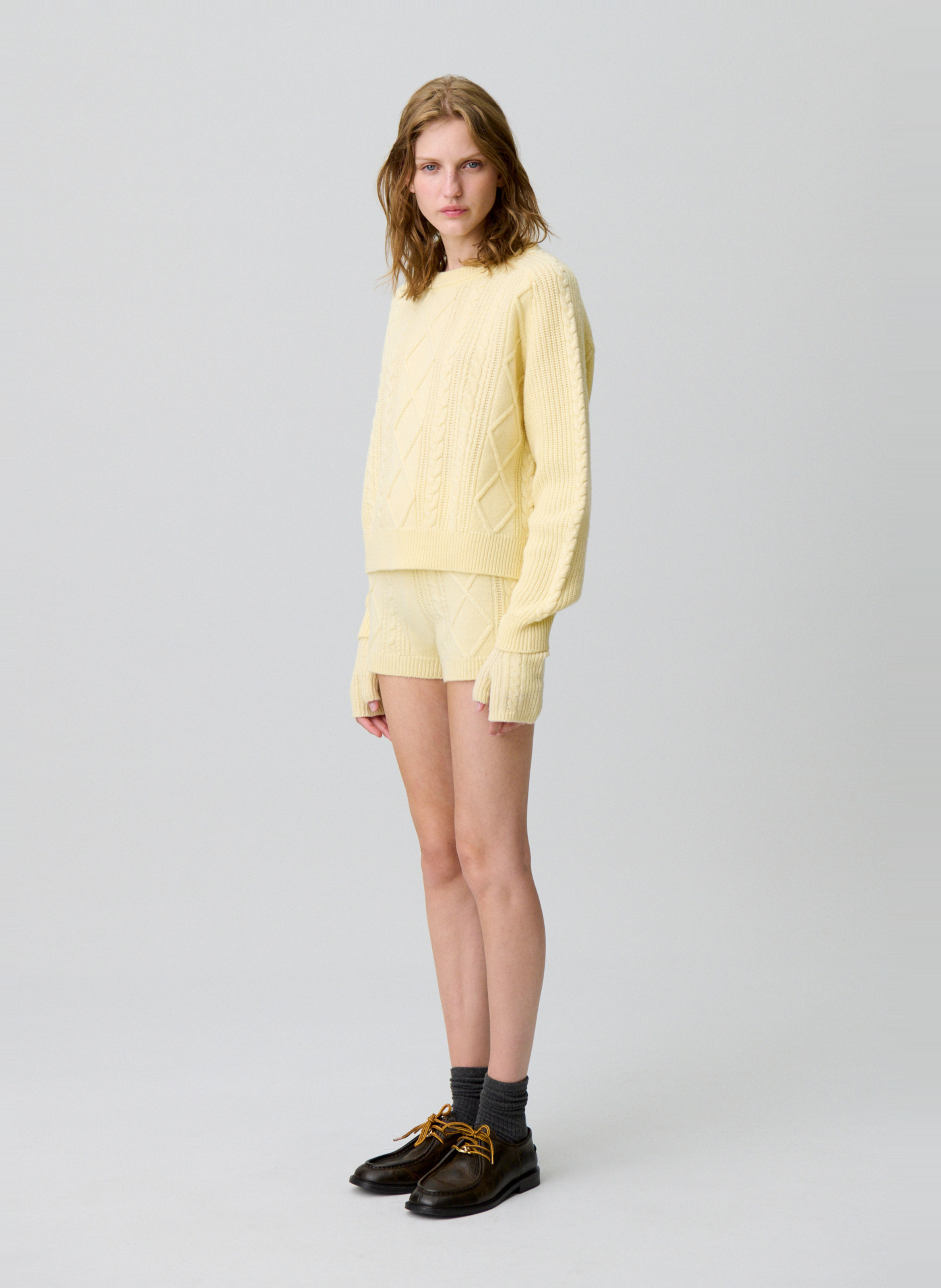 Pull col rond en laine mélangée mirsada CLAUDIE PIERLOT Jaune