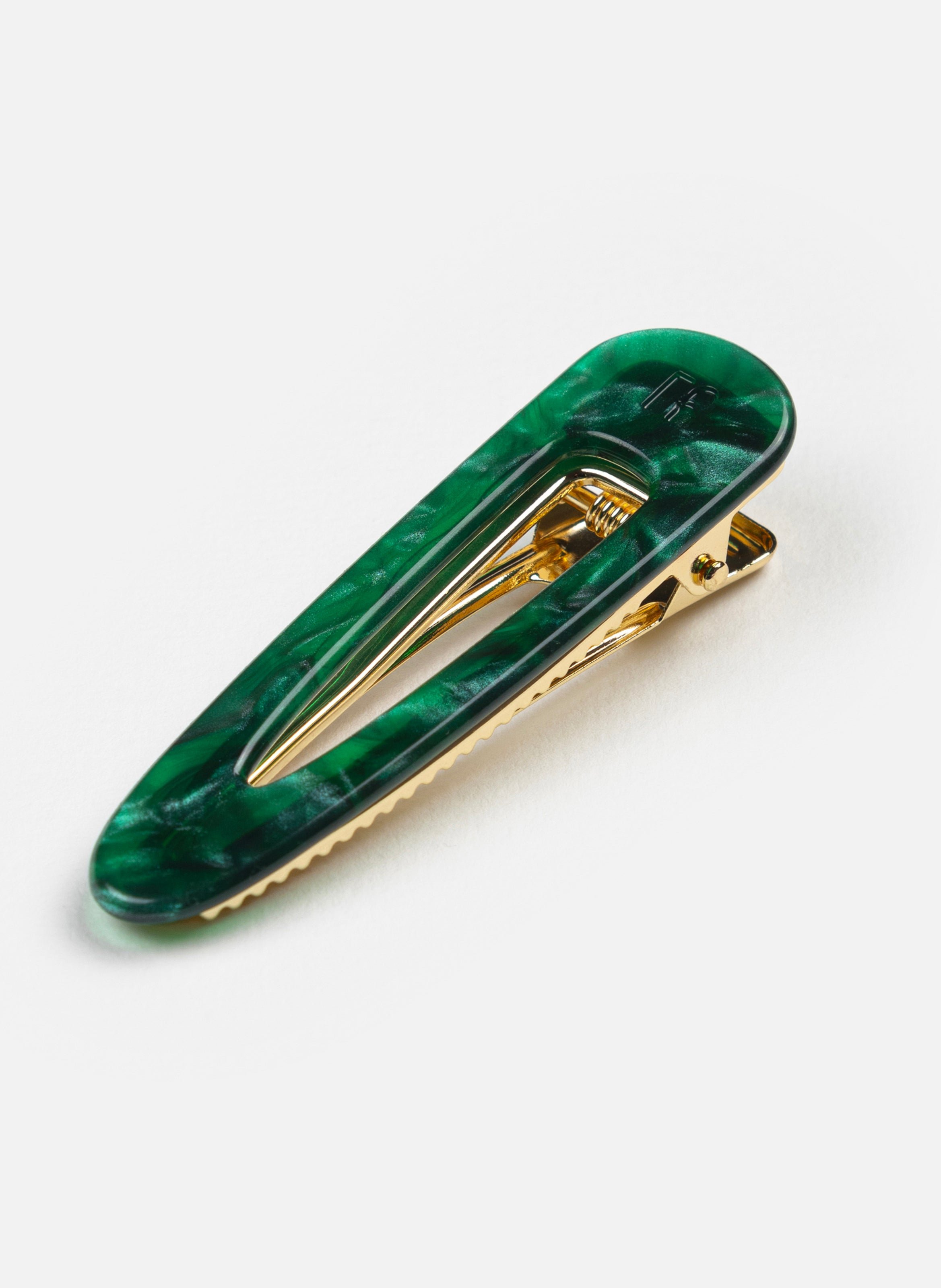 KURAGE GINZA Barrette à cheveux triangle en acétate de cellulose et acier inoxydable Vert