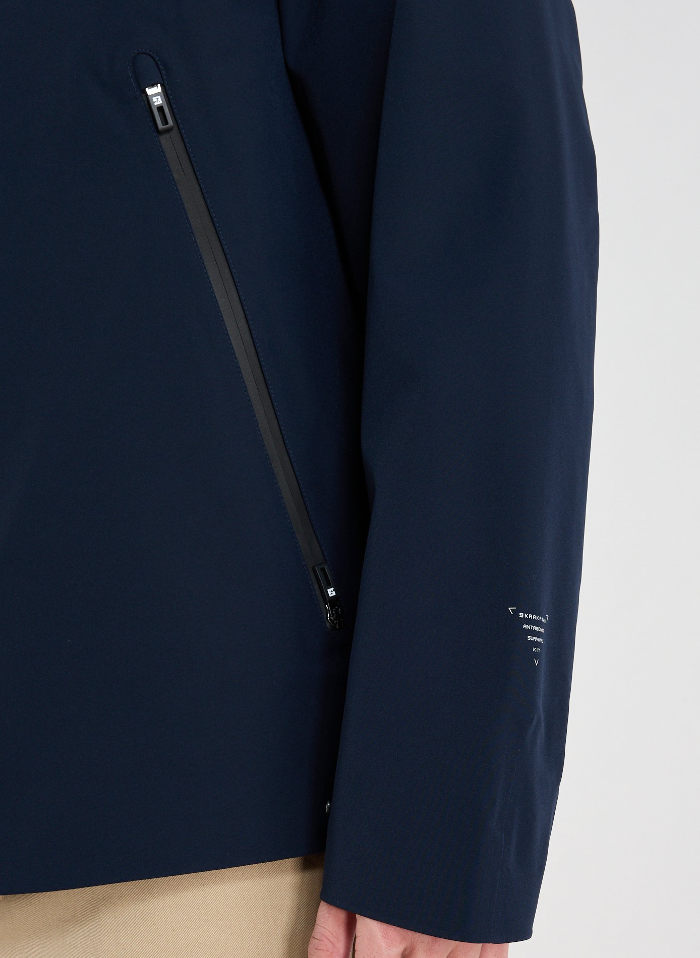 Mid-length straight hooded parka KRAKATAU Blue