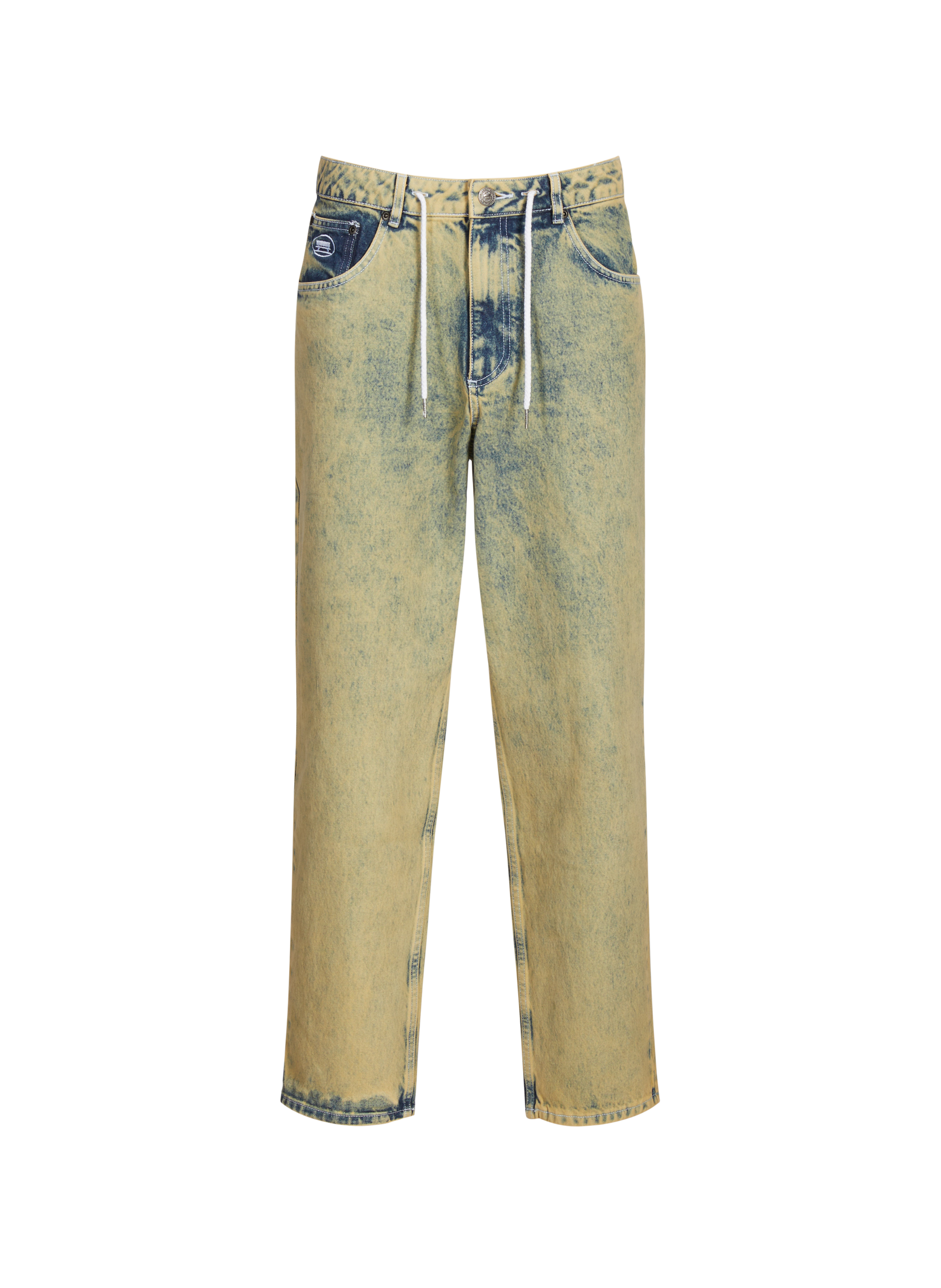 JACKER. Jean droit délavé en coton Bleu