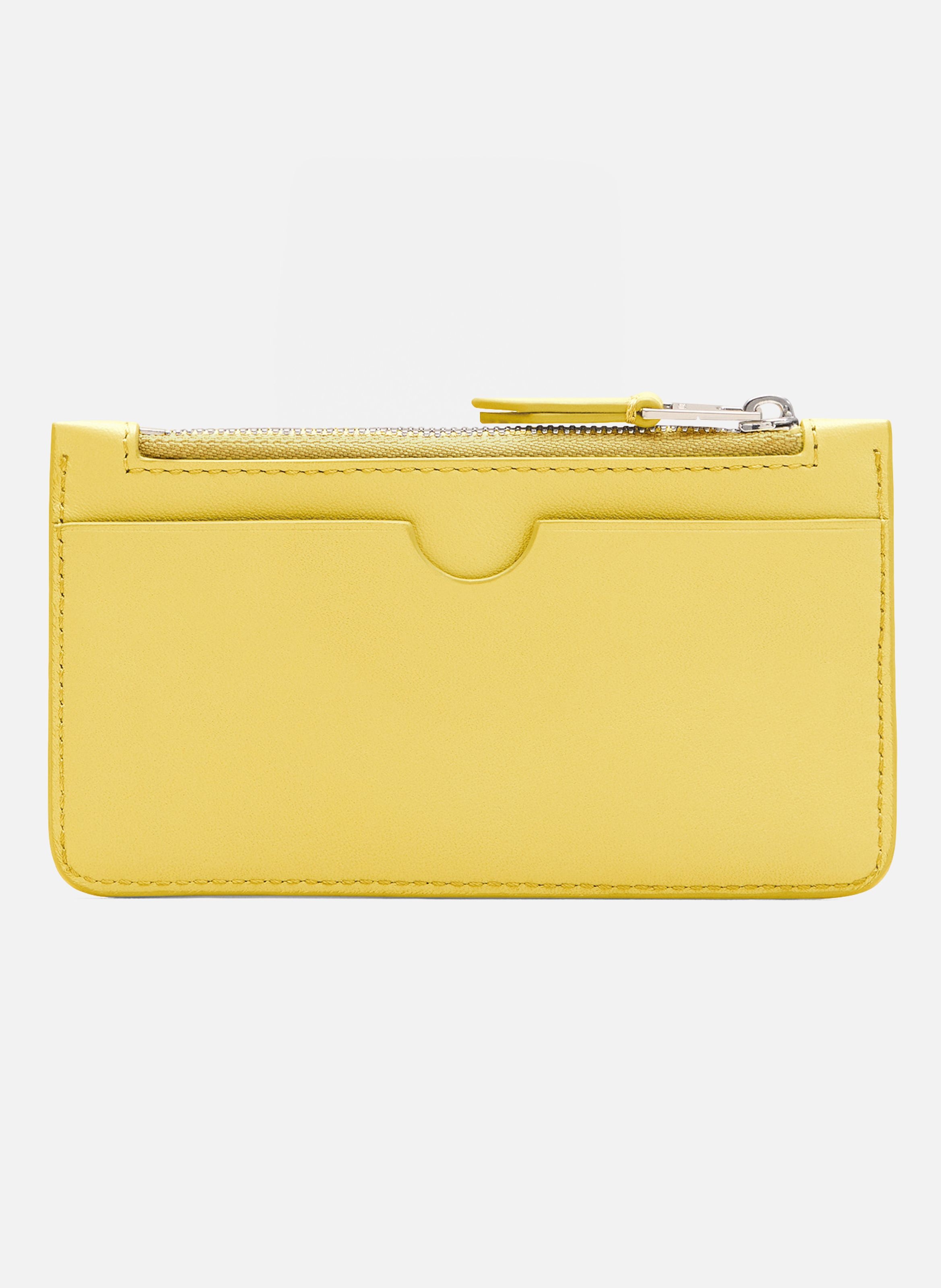 Porte Cartes Zippé Ami De Coeur En Cuir Lisse unisexe AMI PARIS Jaune