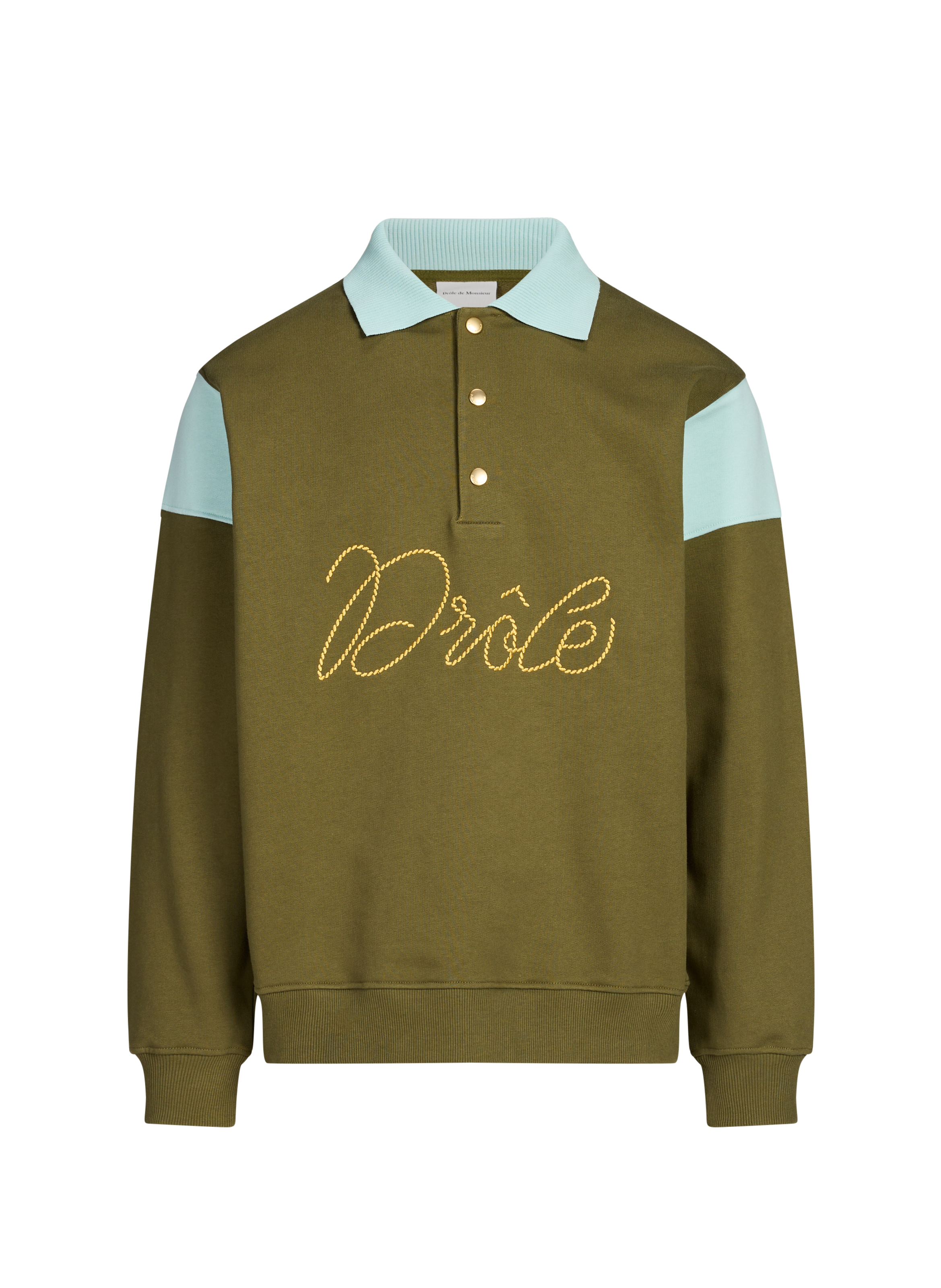 DROLE DE MONSIEUR Long-sleeve cotton Polo shirt Khaki