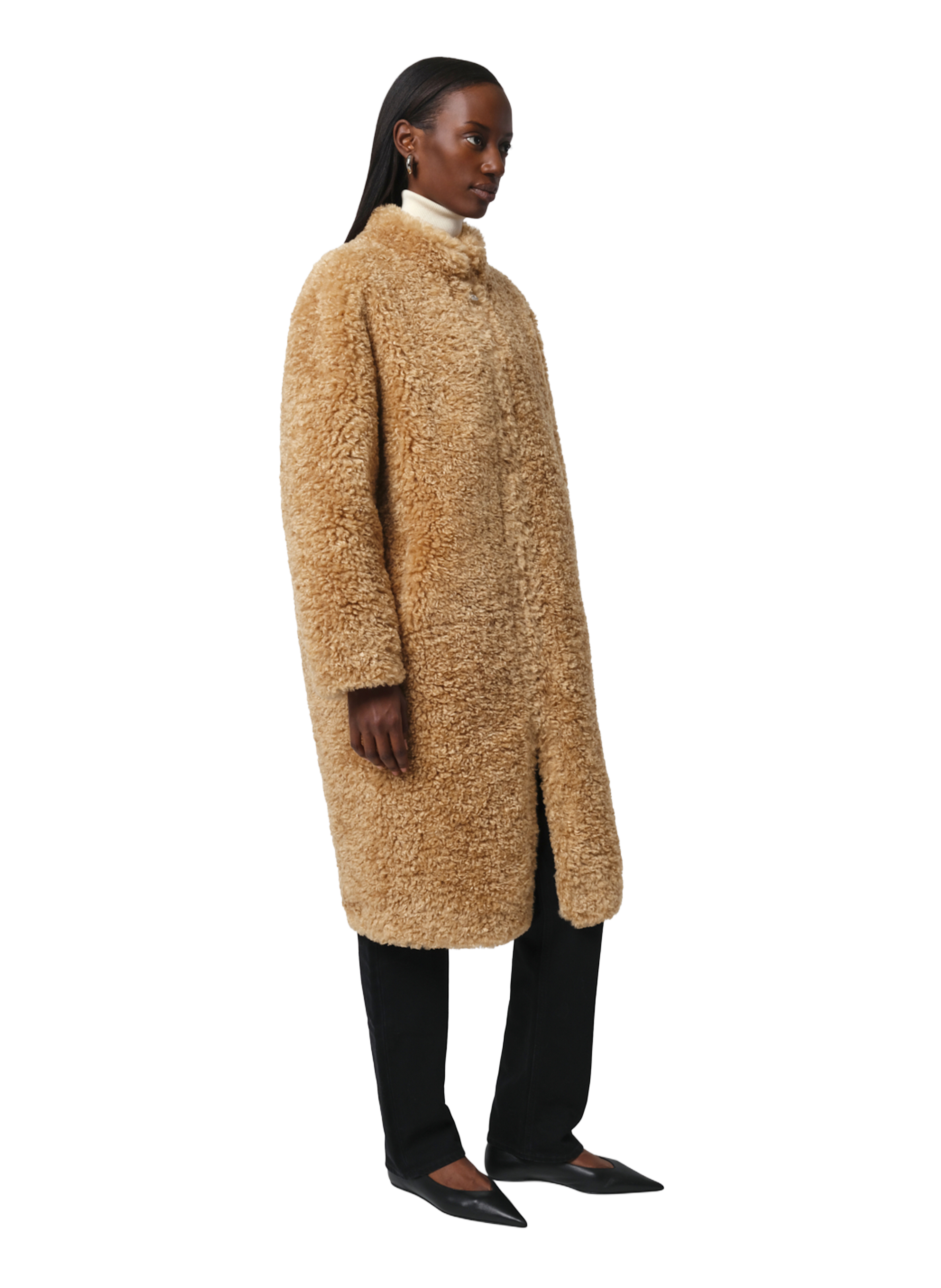 Shearling straight coat APPARIS Brown