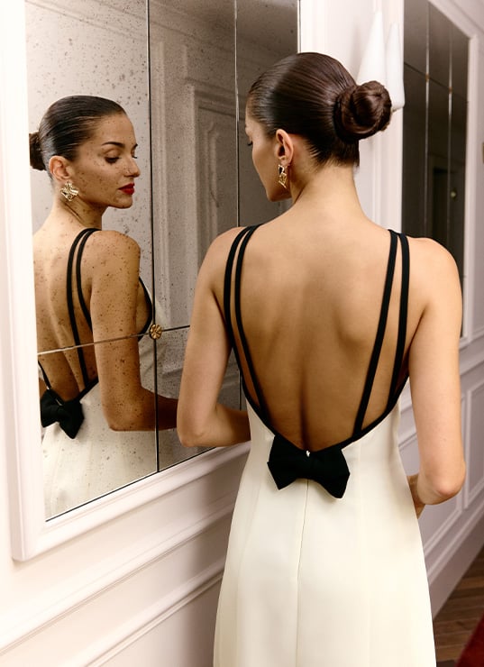 Marella Gabrielle Caunesil Printemps, robe de soirée Marella 2025, collection capsule fêtes, look chic italien, tenues élégantes noir blanc rouge