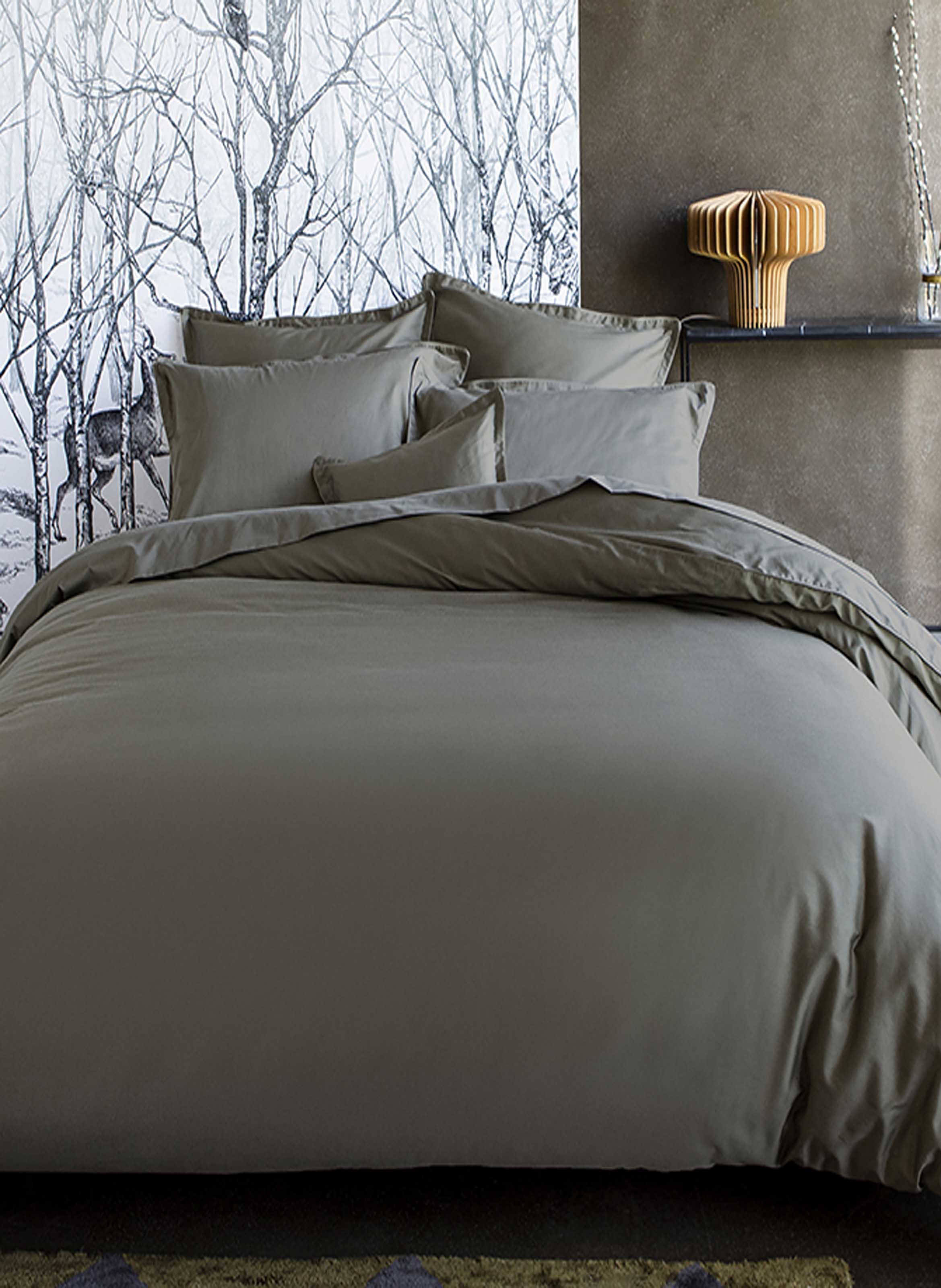 Drap housse uni en satin de coton bio, teophile ALEXANDRE TURPAULT Vert