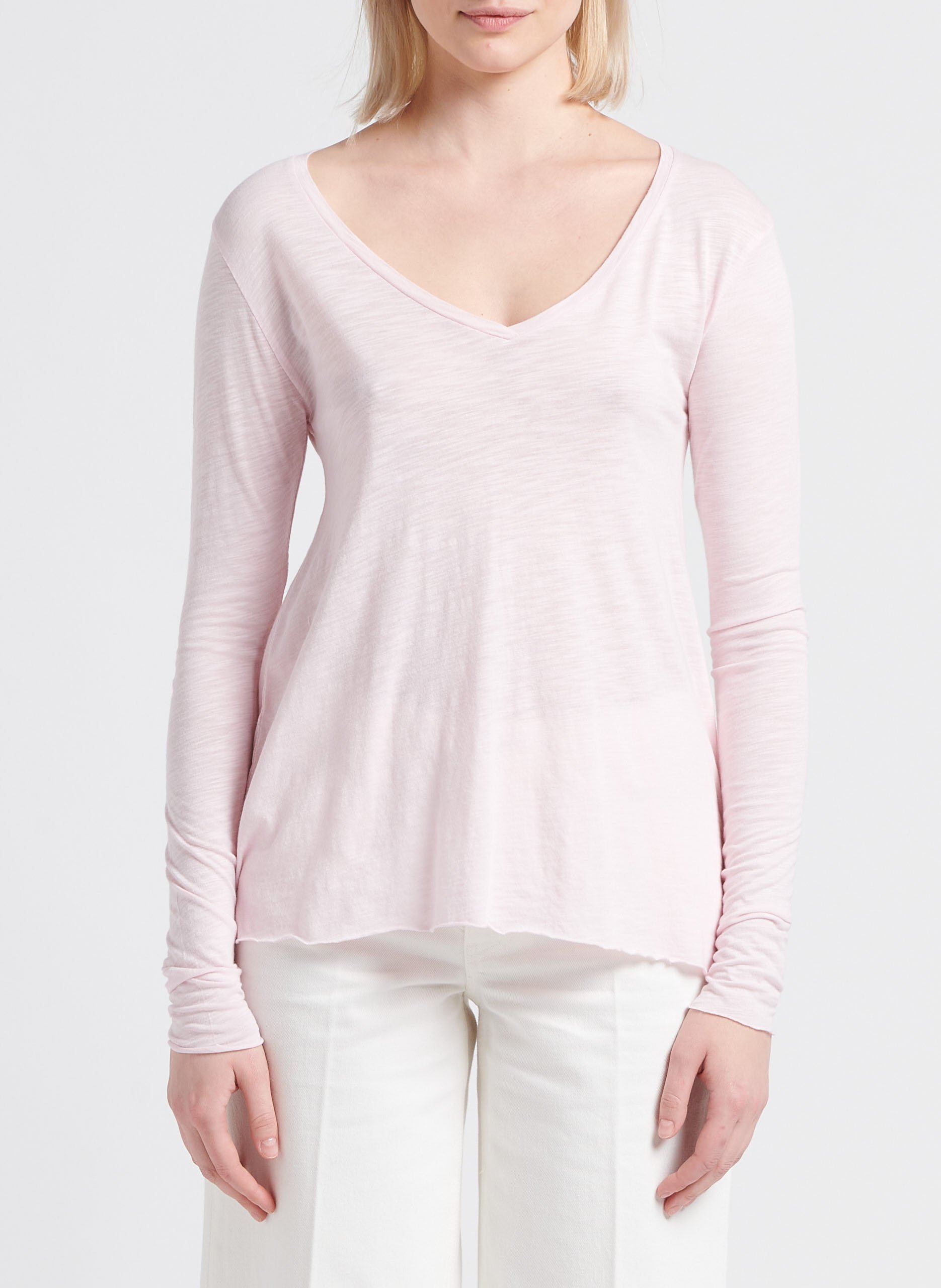 Tee-shirt à col v en coton mélangé jacksonville AMERICAN VINTAGE Rose