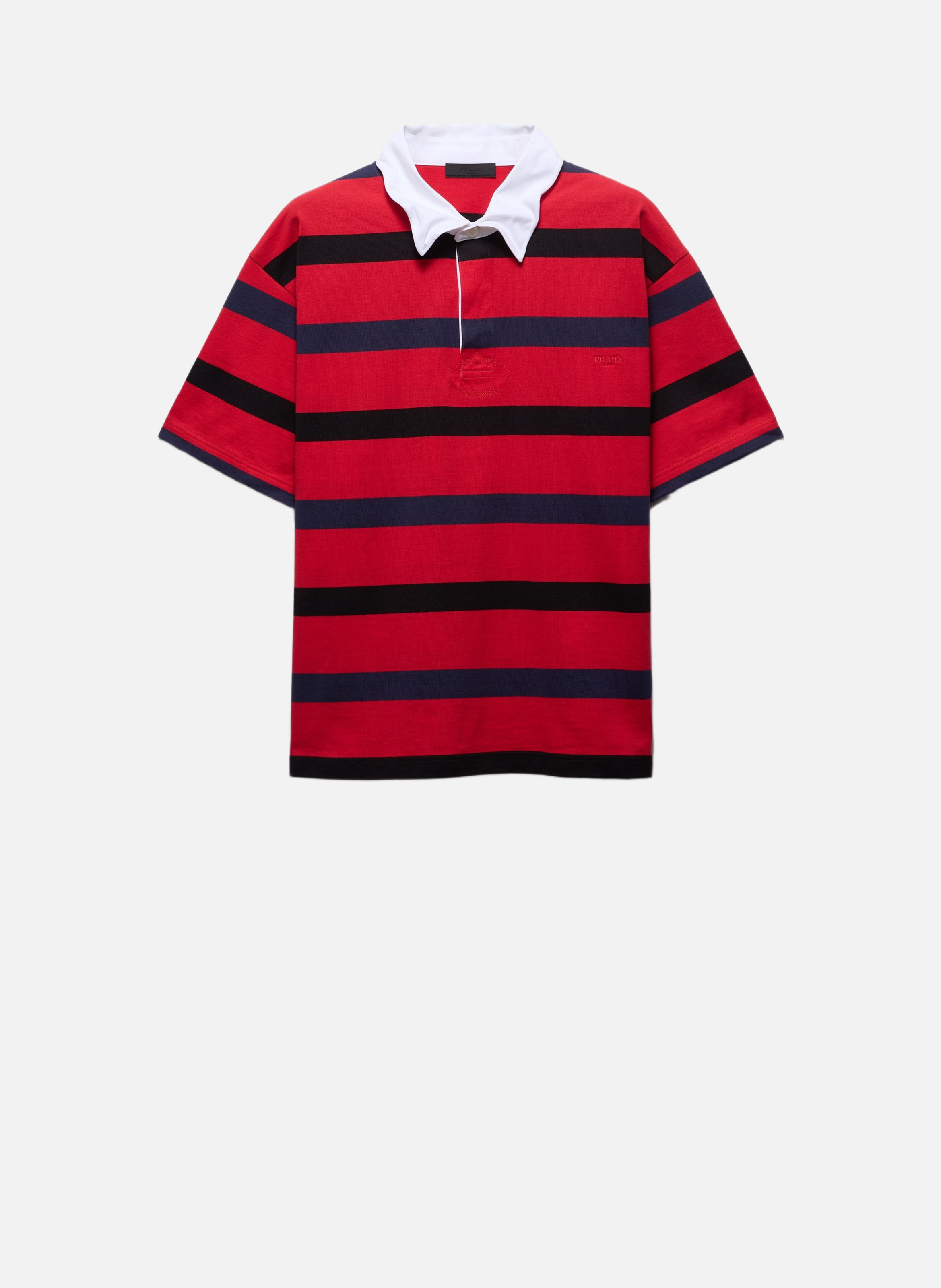 Polo à manches courtes en coton PRADA Rouge