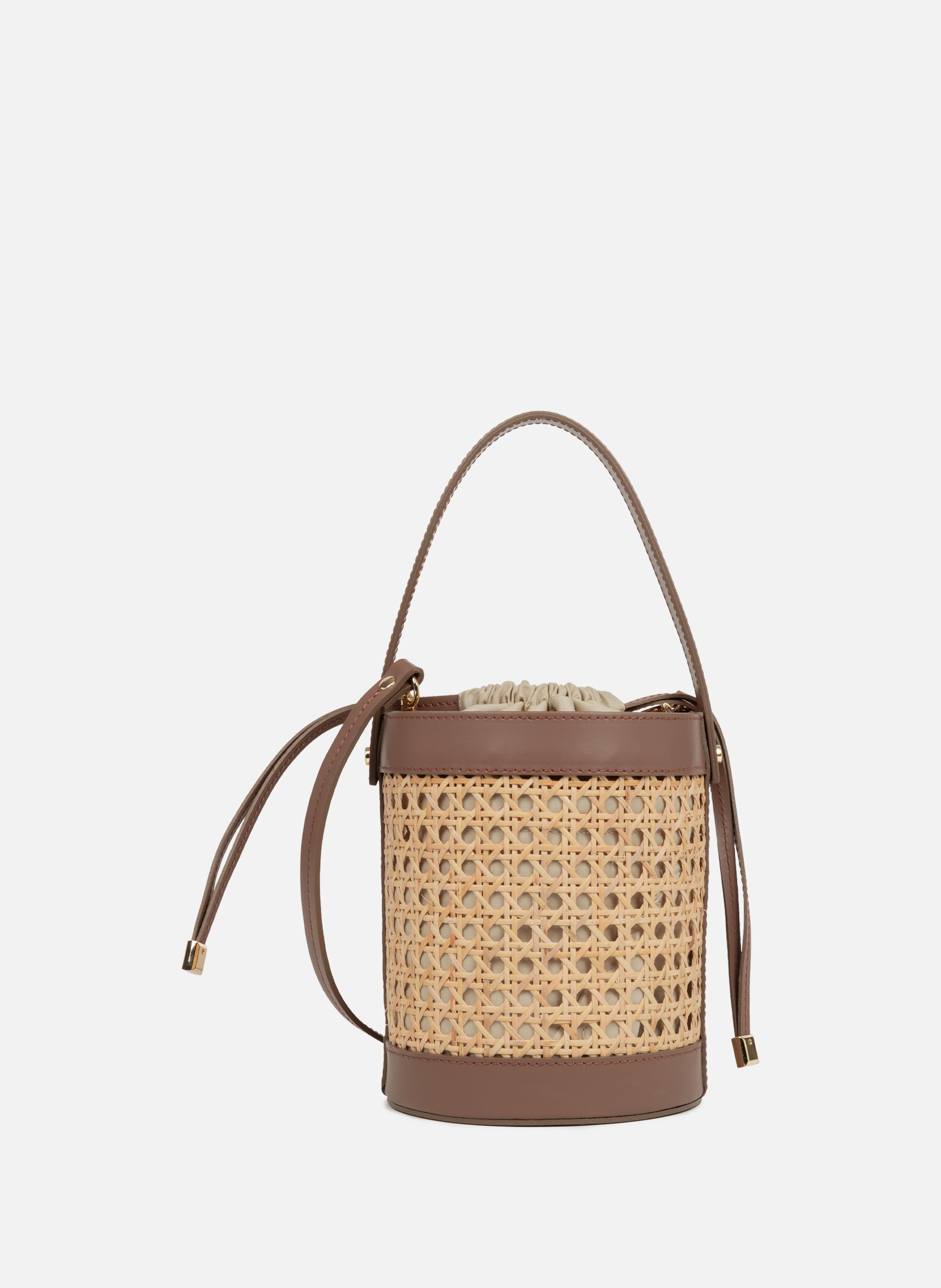 Sac seau - cannage rotin LANCASTER Marron