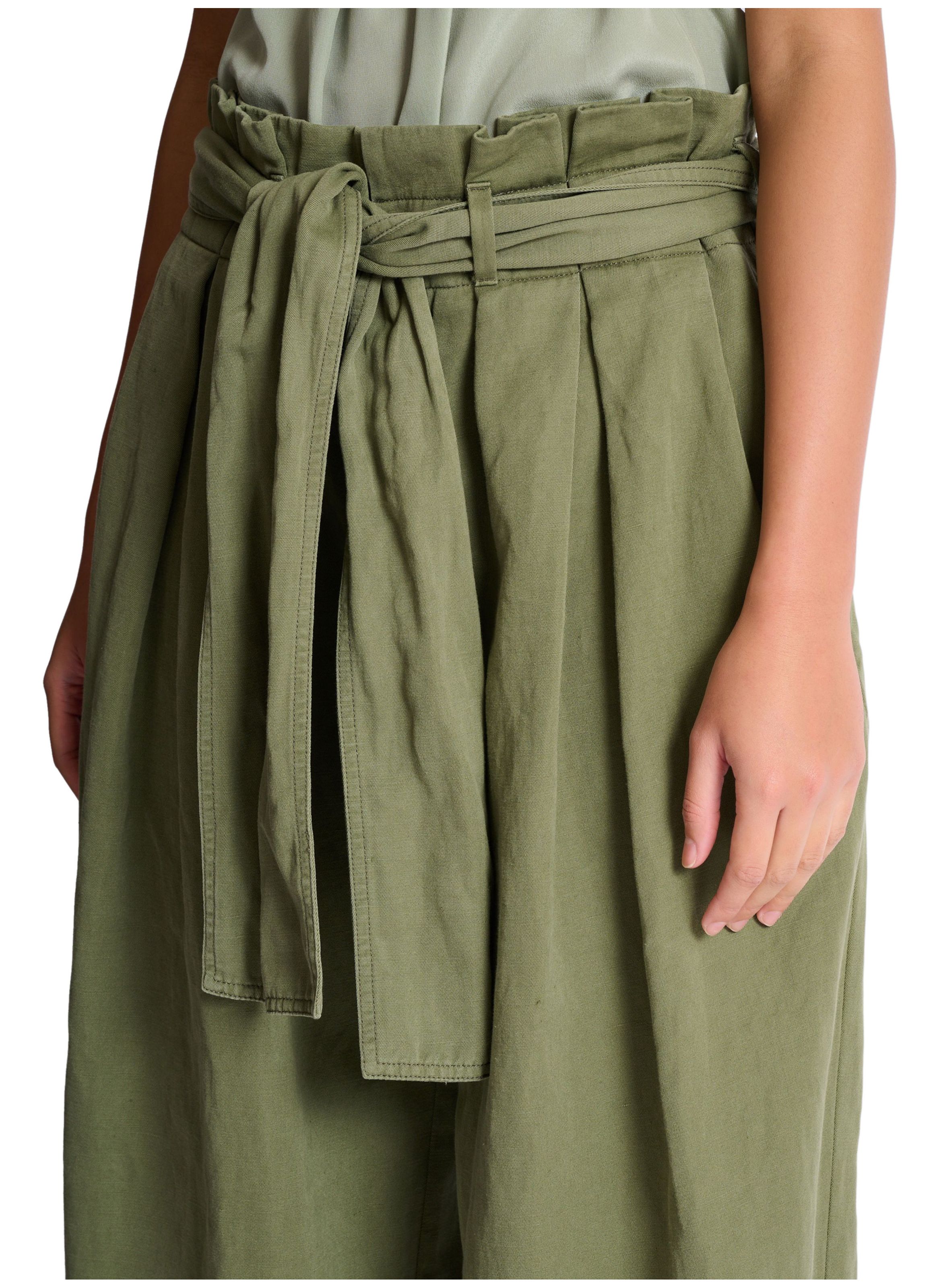 Pantalon taille haute en sergé BALMAIN Vert