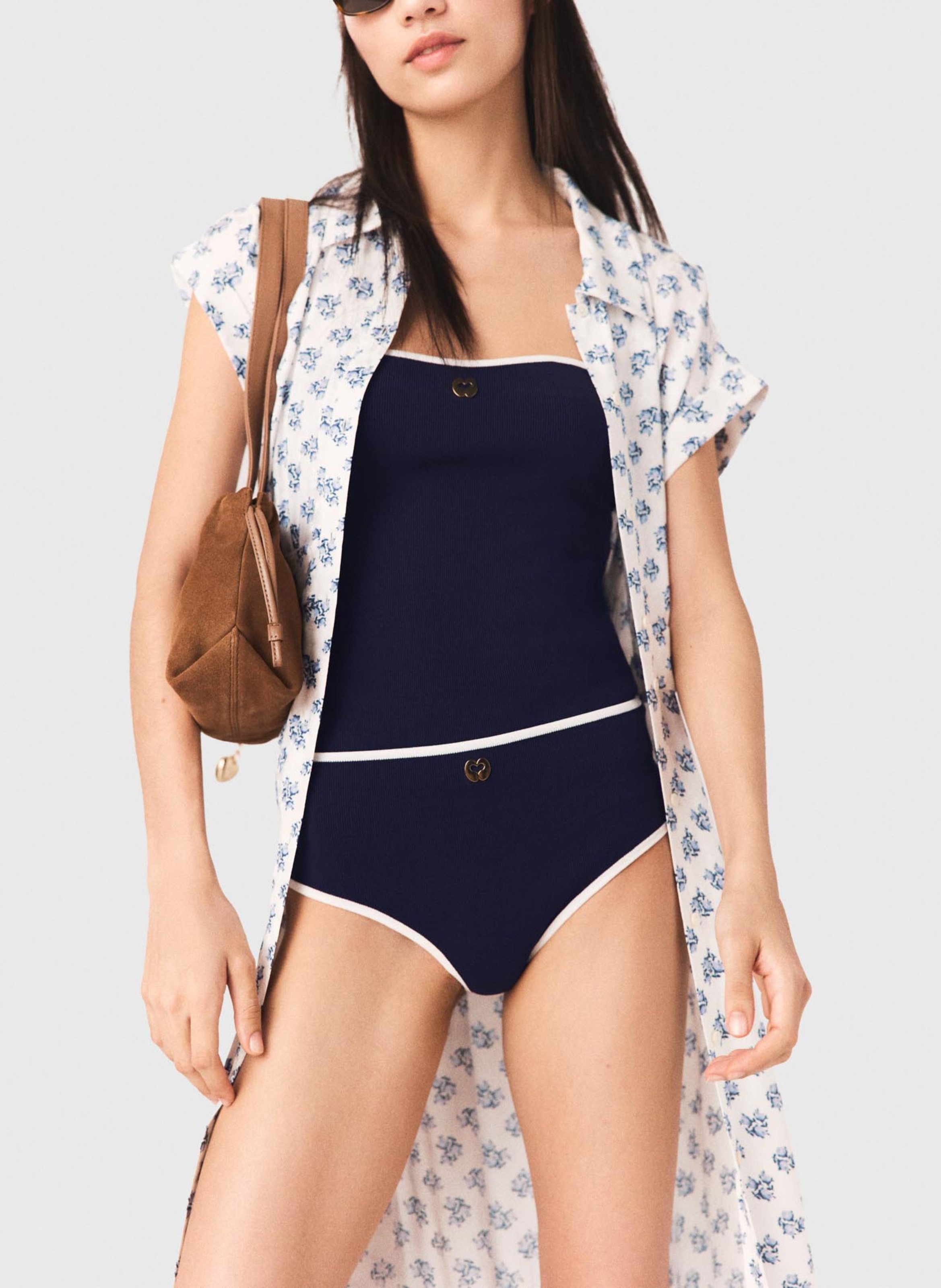 Robe longue col classique fluide MAJE Bleu