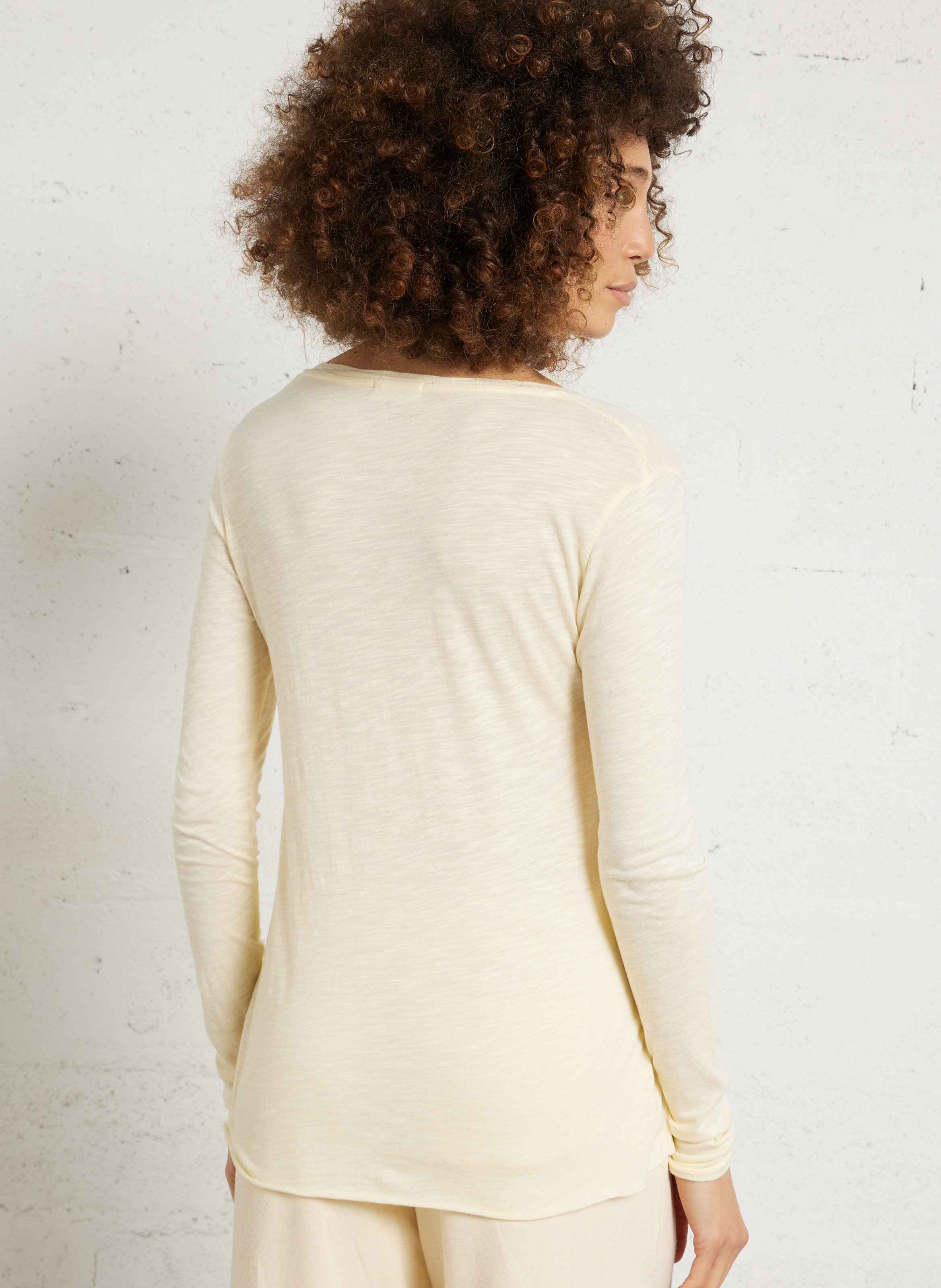 Tee-shirt à col v en coton mélangé jacksonville AMERICAN VINTAGE Jaune