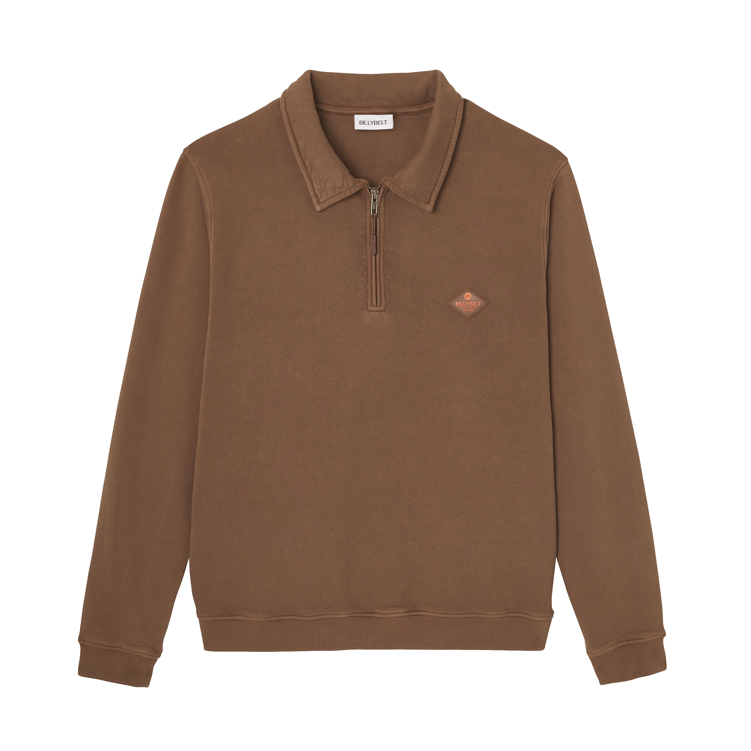 Sweatshirt à col zippé en coton biologique BILLYBELT Marron