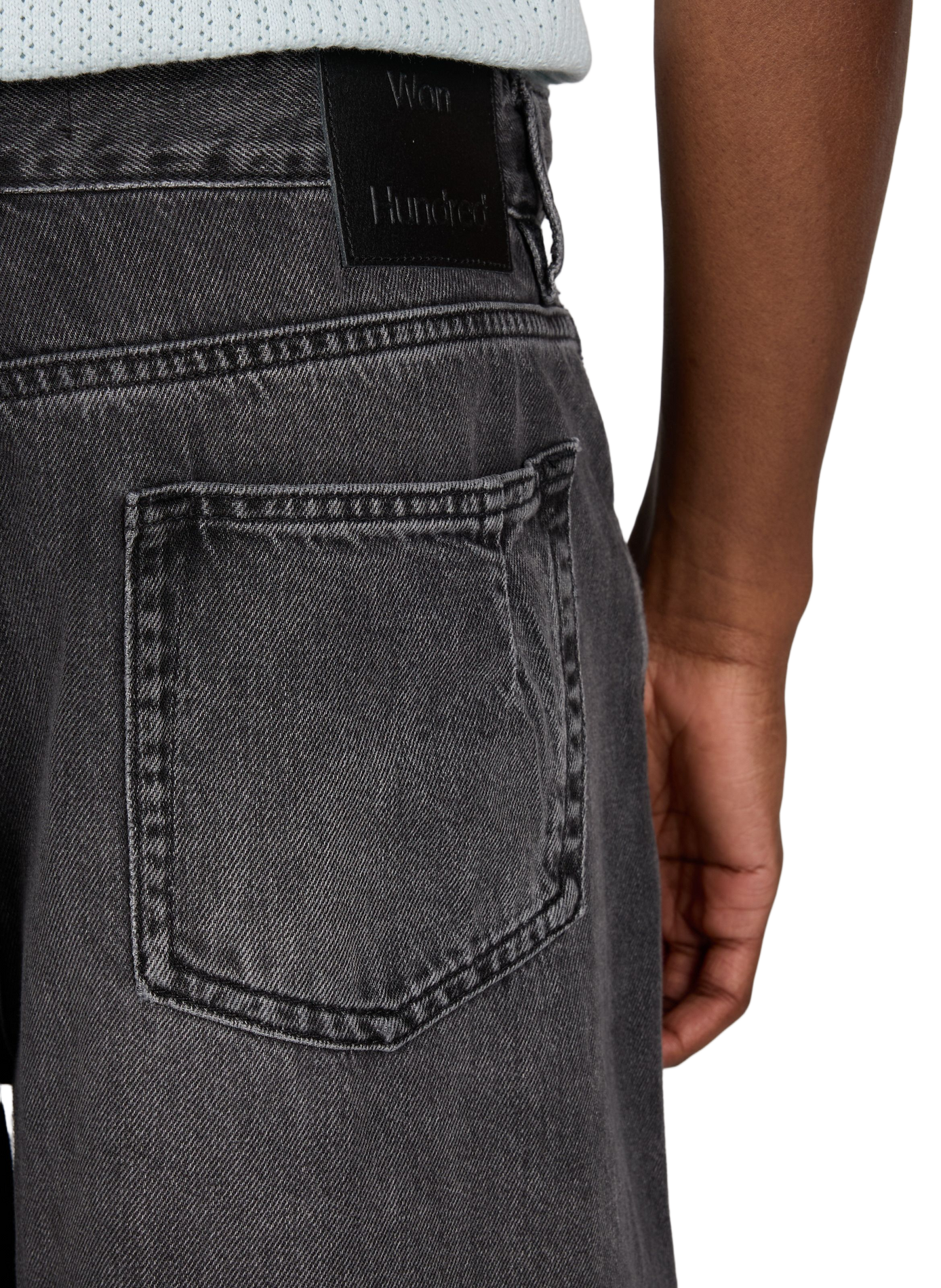 Jeans Lyon large délavé en coton WON HUNDRED Noir