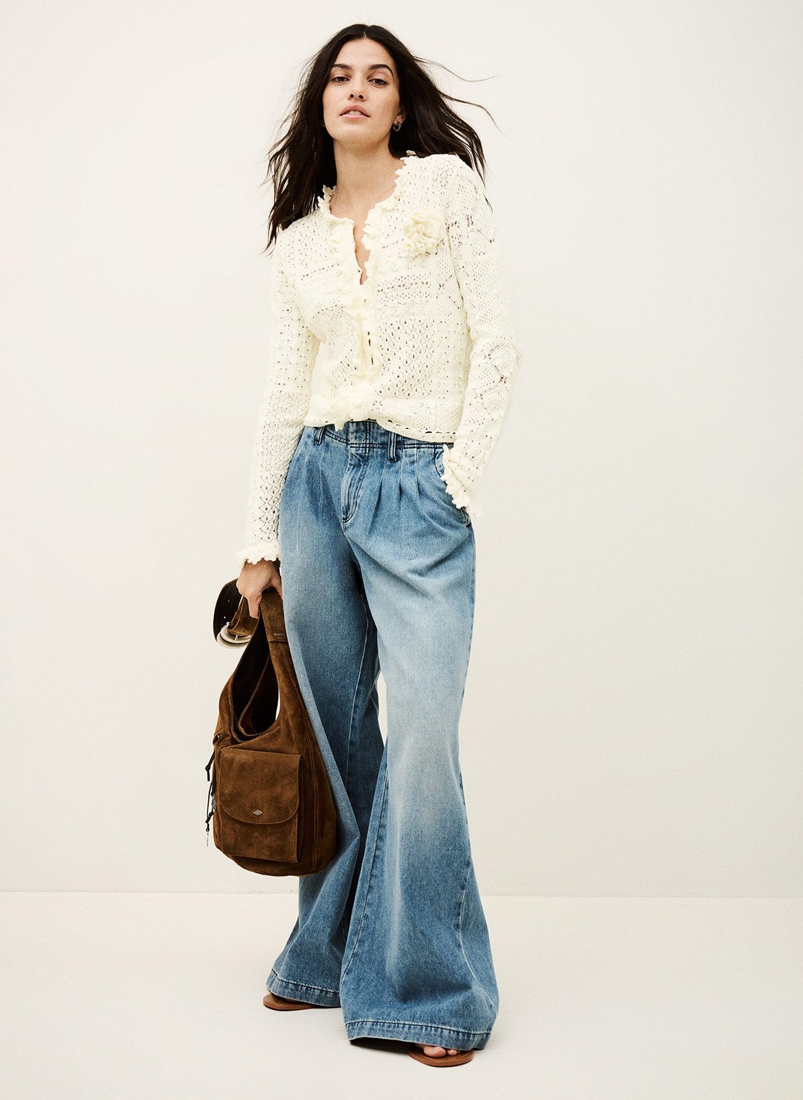 Top col v crochet soria BA&SH Beige