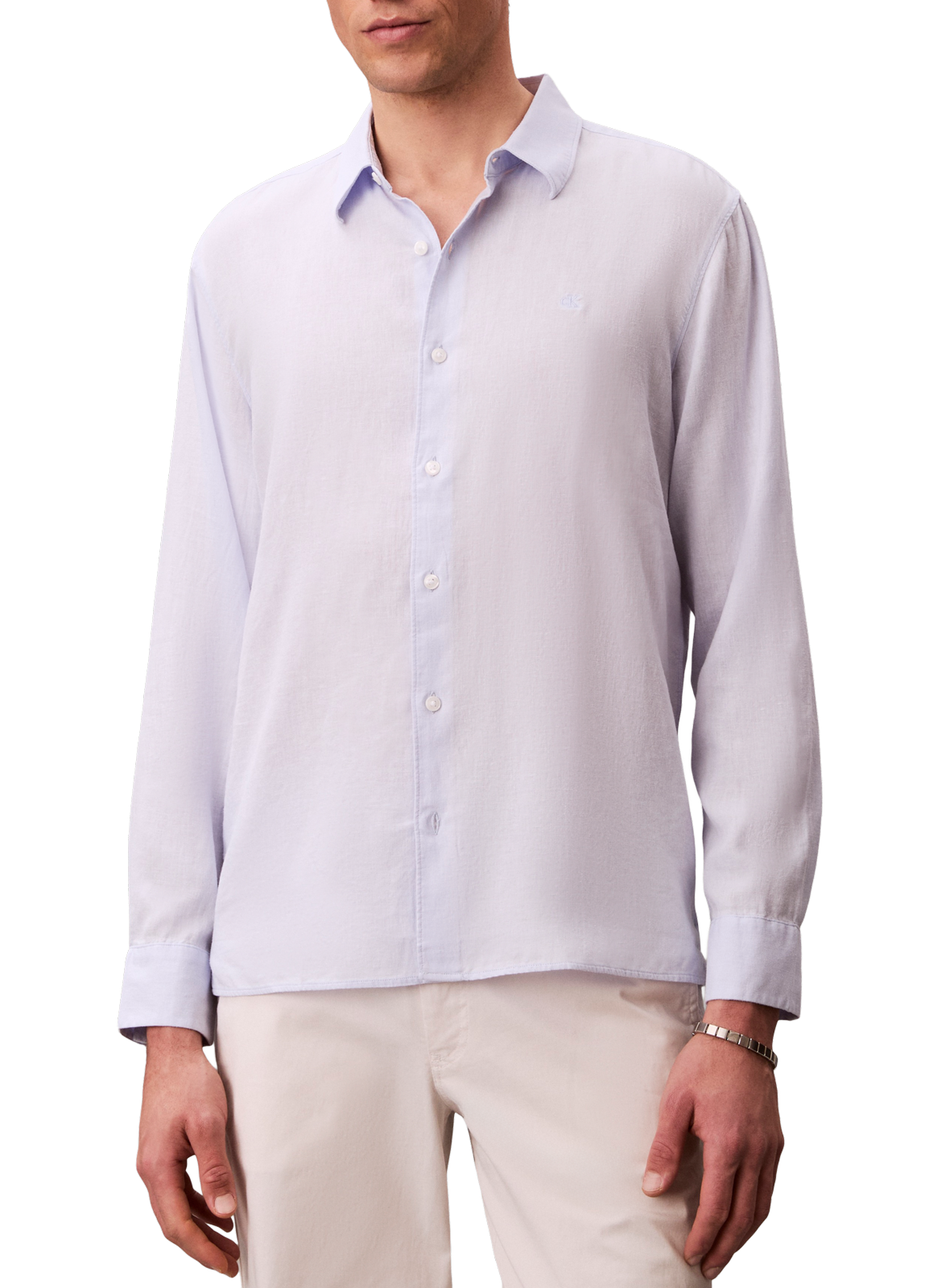 Straight shirt in mixed linen CALVIN KLEIN Blue