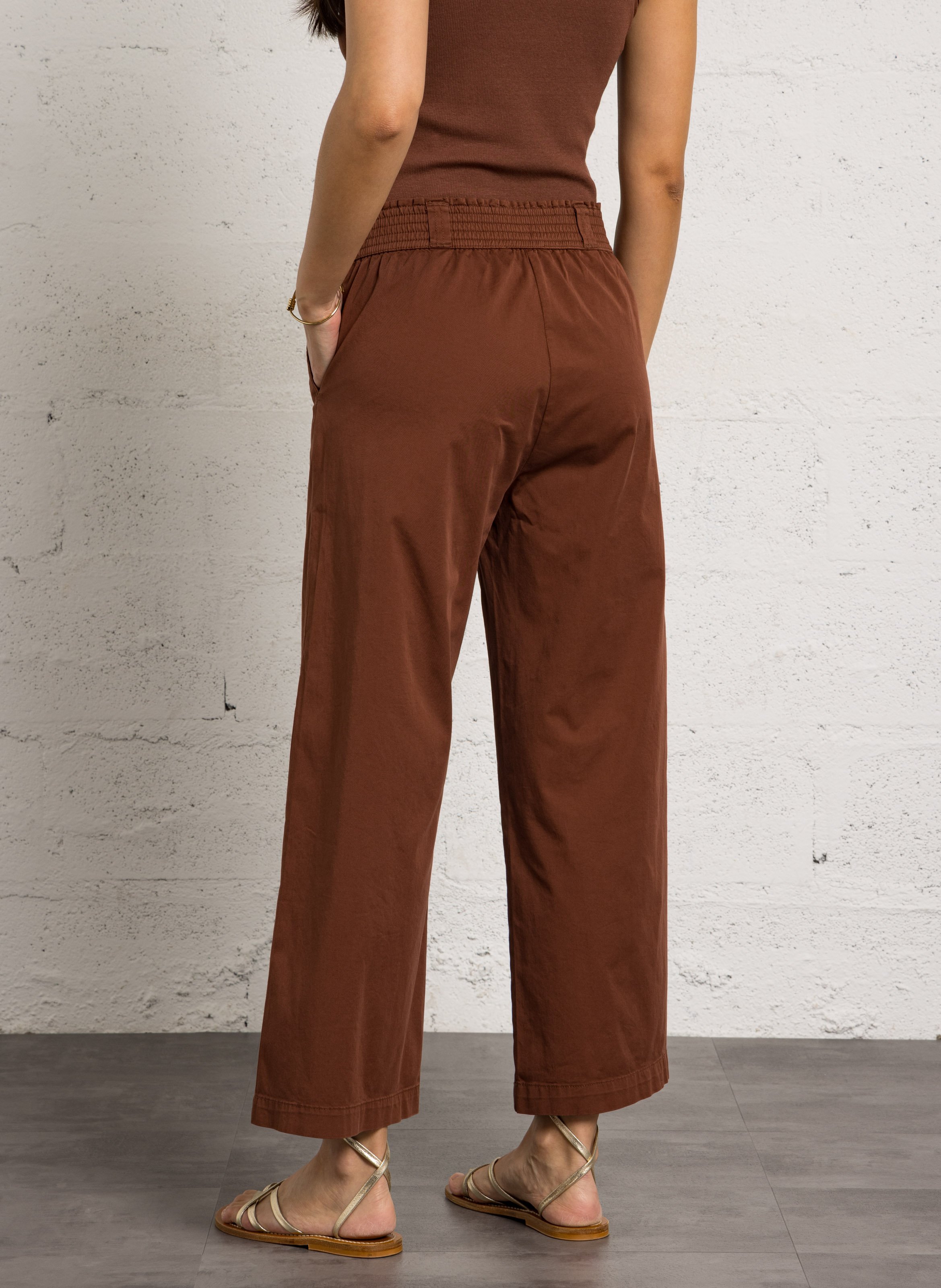 Pantalon large en coton berthie MAISON 123 Marron